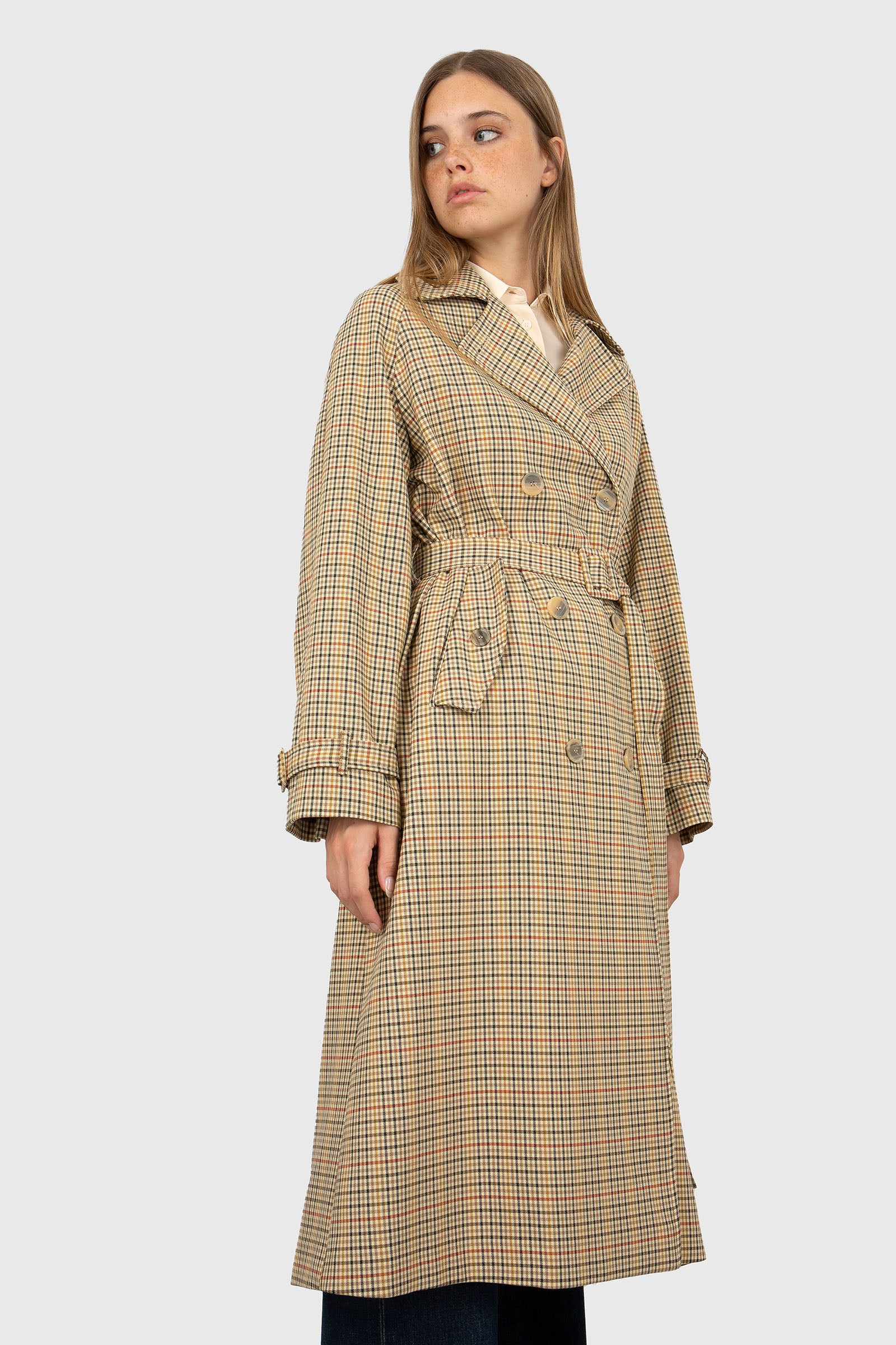 Semicouture Trench Check Beige Donna - 2