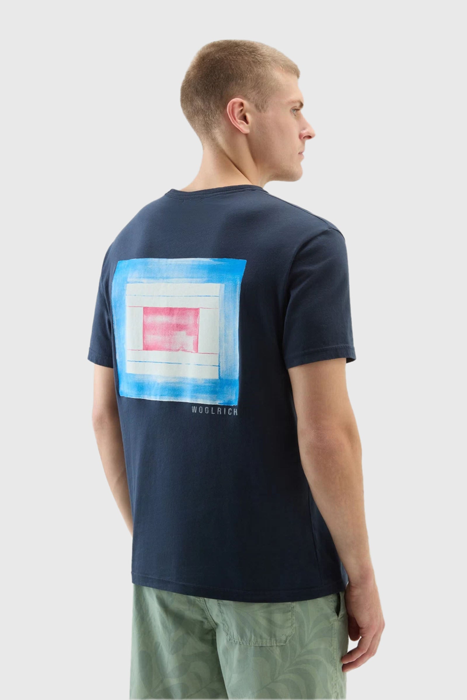 Woolrich T-shirt Flag Blu Uomo - 2