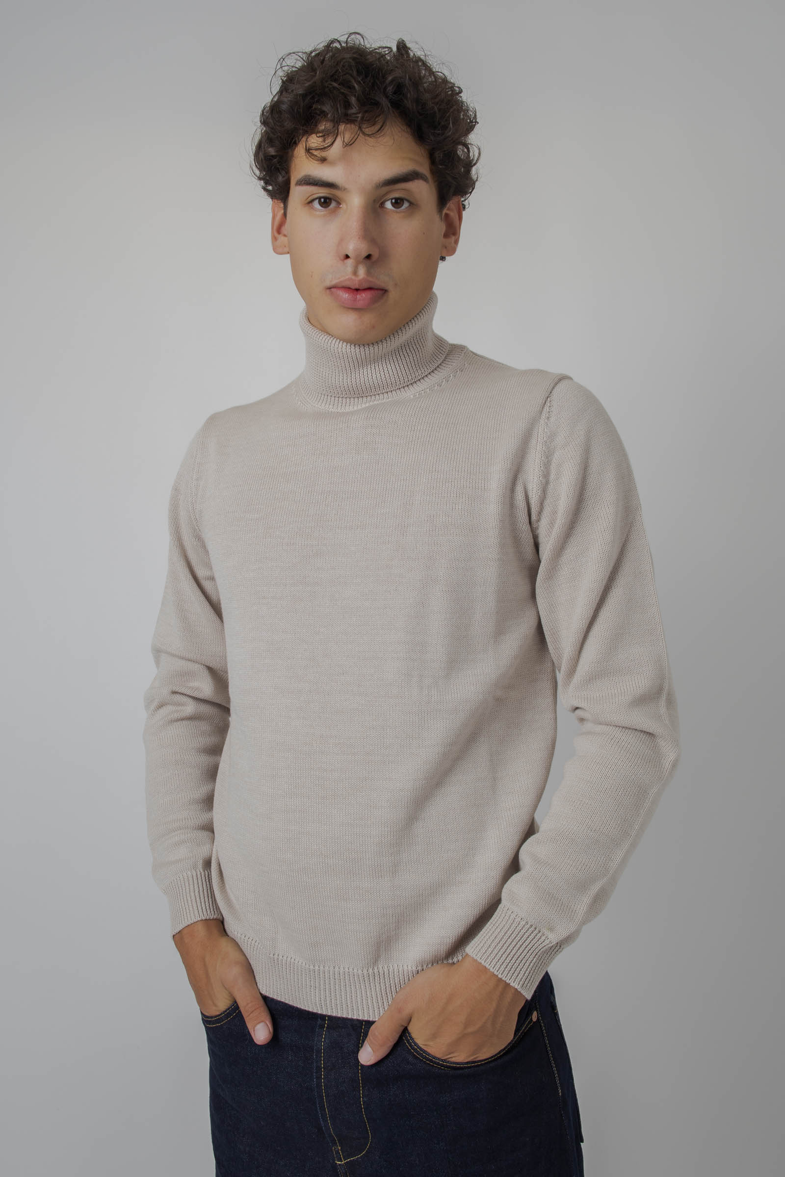 Roberto Collina Maglia Dolcevita Beige Uomo - 3