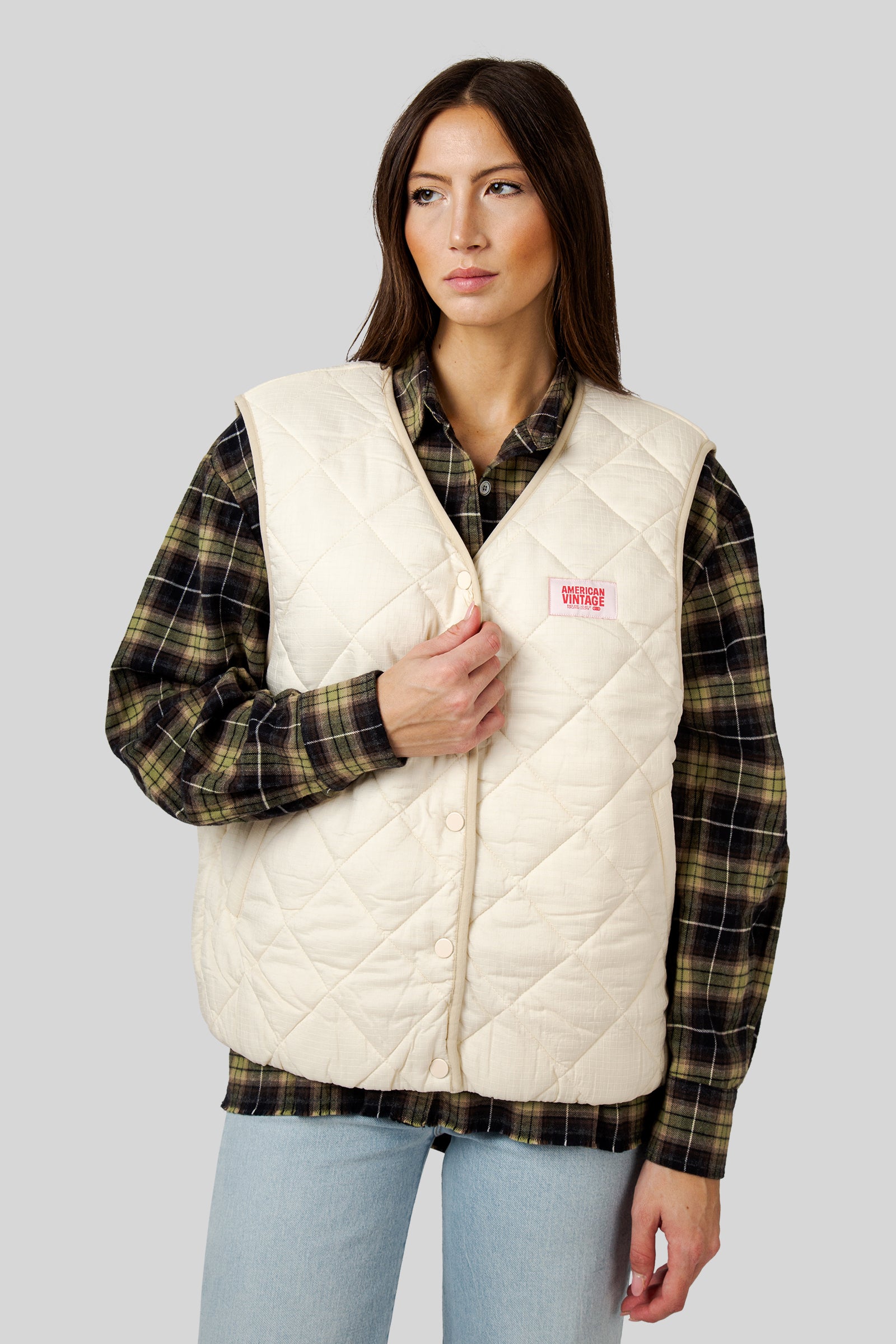 American Vintage Gilet Yupibam Crema Donna - 6
