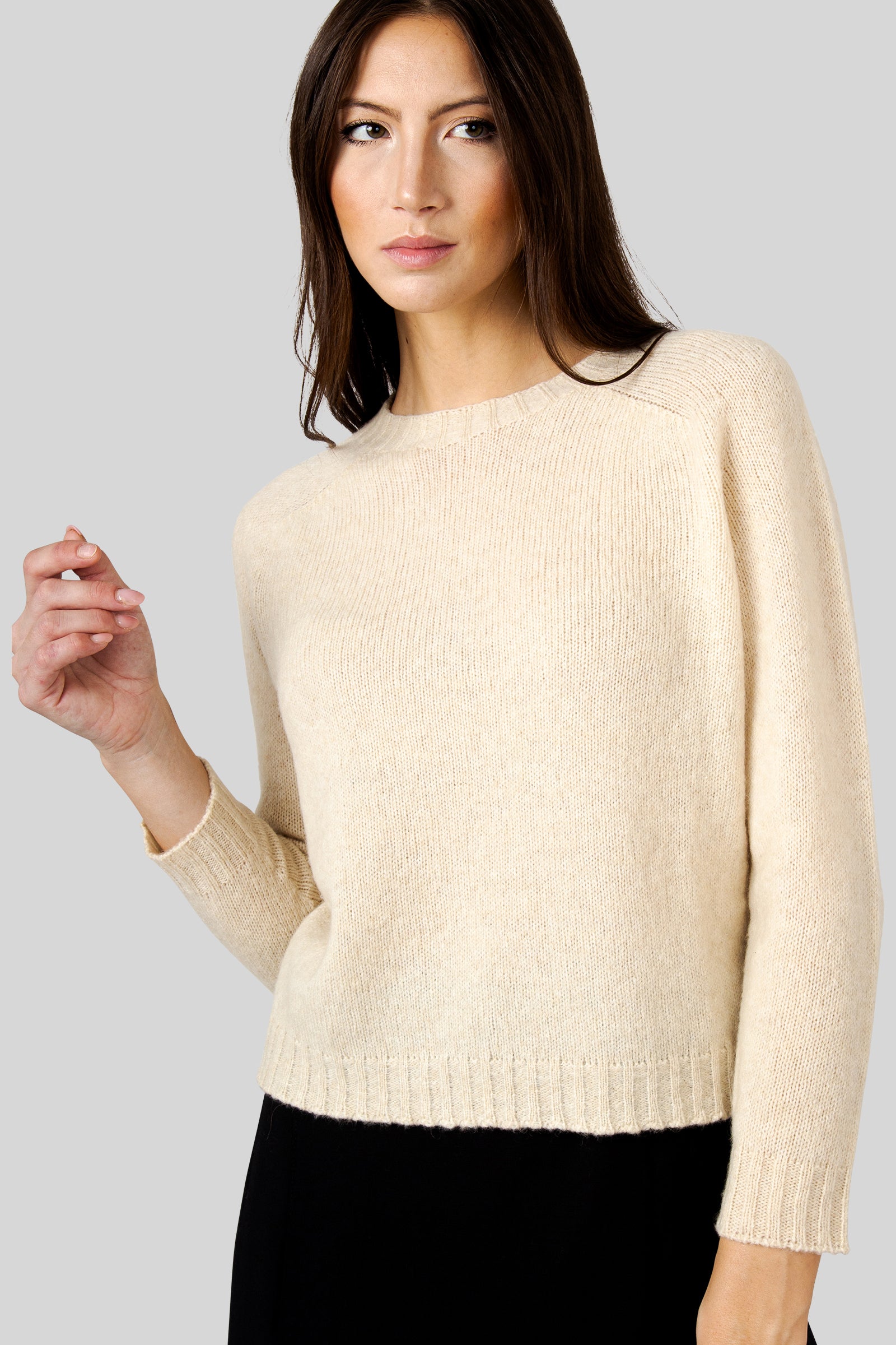 Roberto Collina Maglia In Lana E Cammello Manica 3/4 Ecru Donna - 1