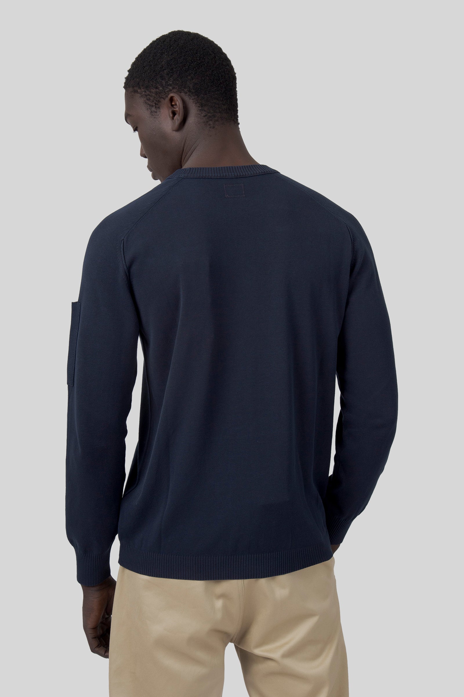 C.p. Company Maglia Cotton Crepe Crewneck Lens Blu Uomo - 4