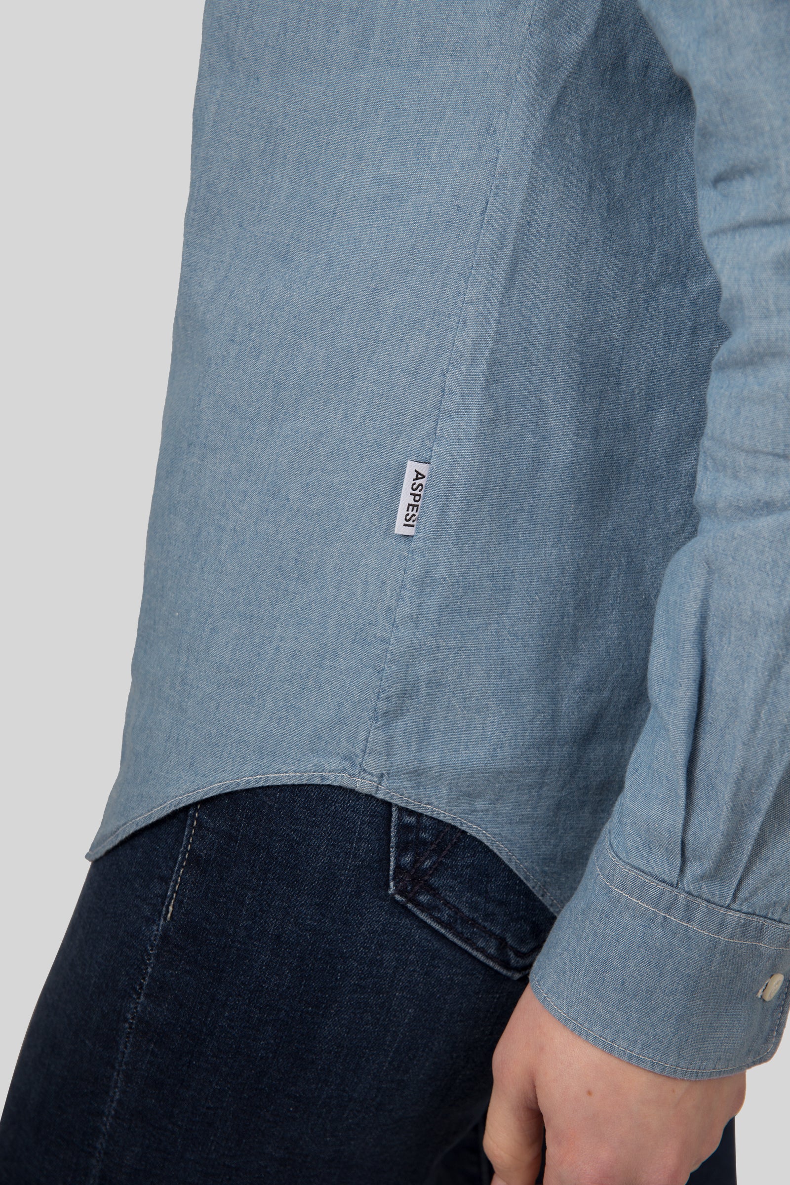 Aspesi Camicia In Popeline Di Cotone Denim Chiaro Donna - 4