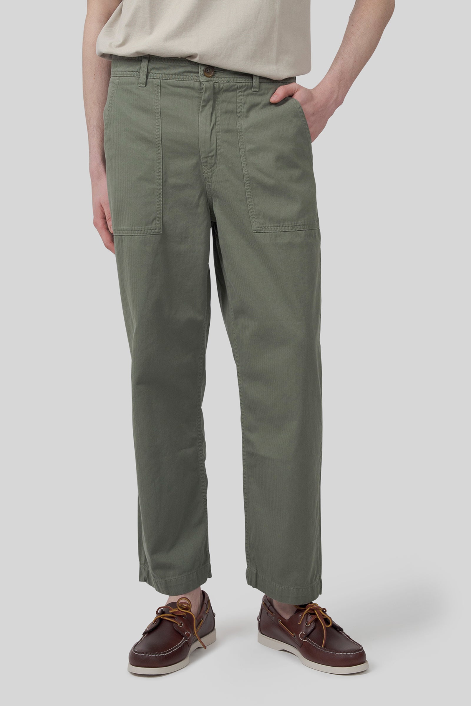 Sebago Pantalone Milton Herringbone Verde Uomo - 3