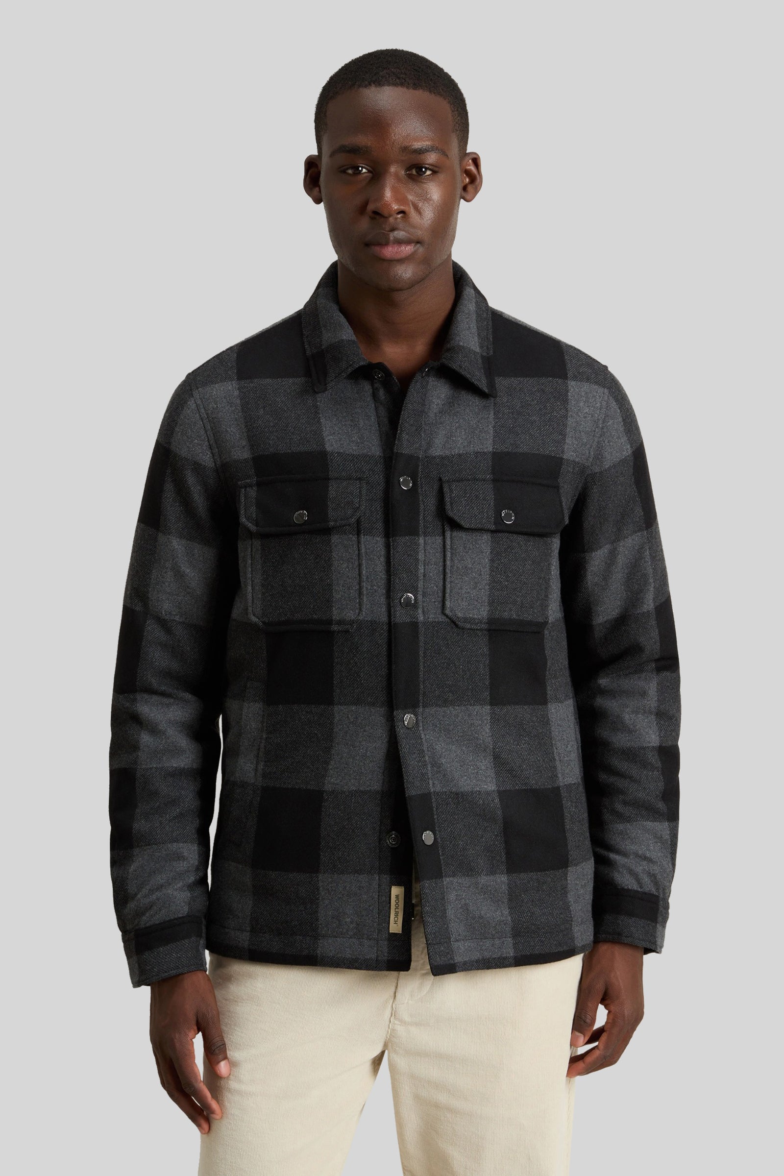 Woolrich Wool Check Alaskan Shirt Jacket Antracite Uomo - 2