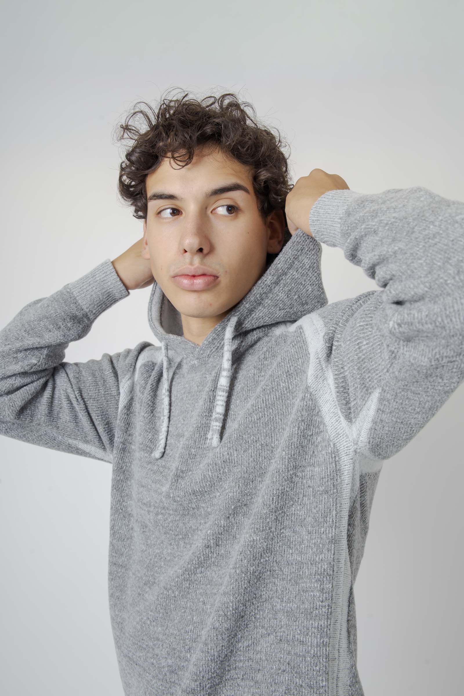 C.p. Company Maglia Hooded In Fleece Knit Grigio Uomo - 6