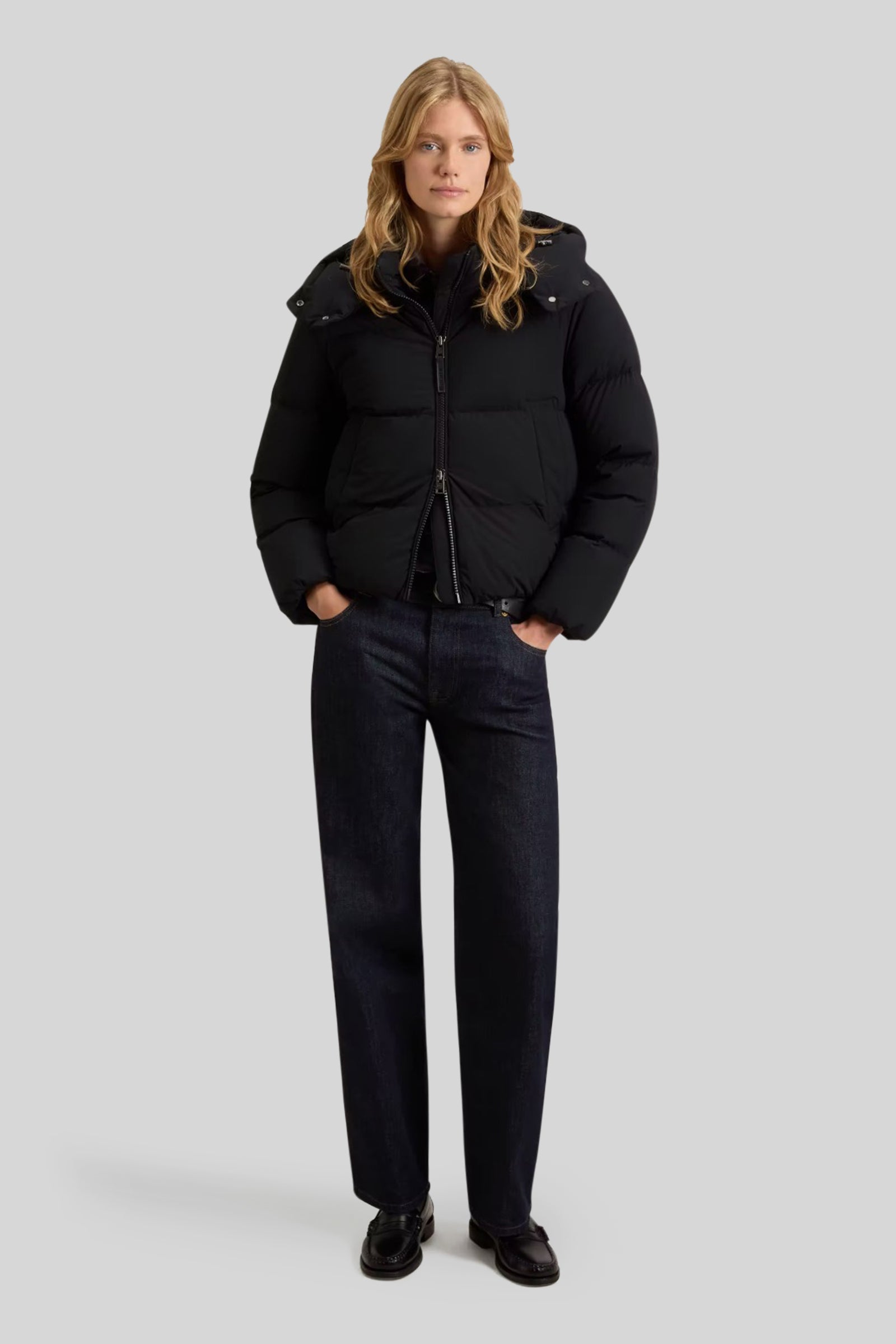 Woolrich Piumino Madison In Nylon Elasticizzato Con Cappuccio Rimovibile Nero Donna - 2