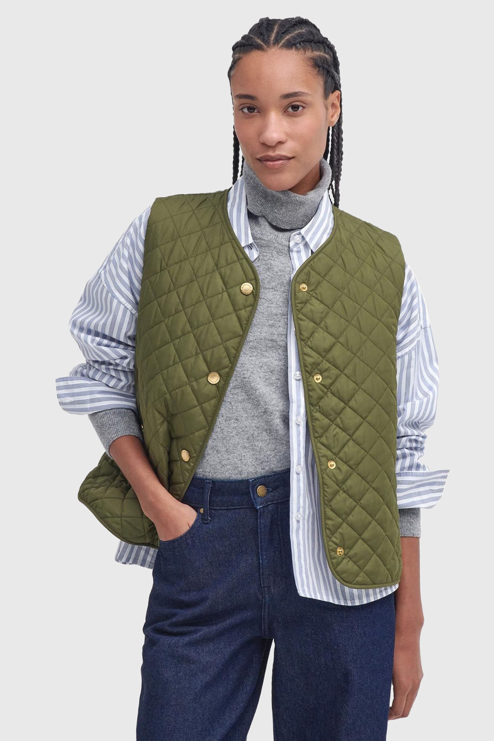 Barbour Gilet Trapuntato Lorelei Verde Oliva Donna - 1