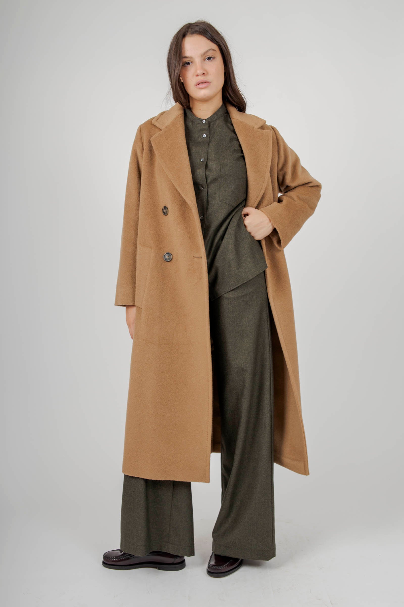 Aspesi Camicia In Flanella Misto Lana Verde Militare Donna - 7