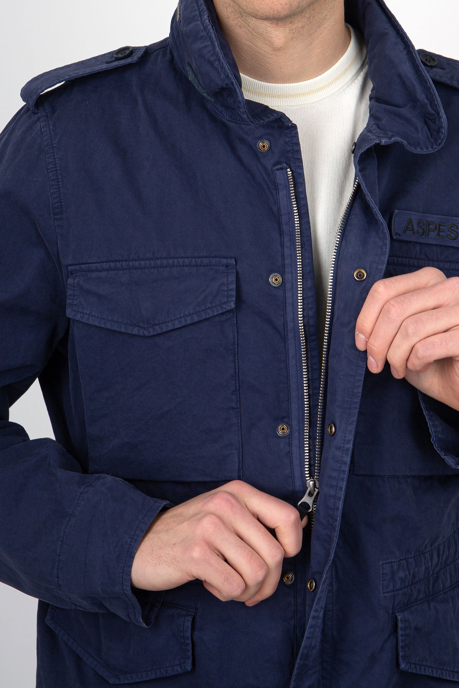 Aspesi Blue Cotton Mini Field Jacket - 6