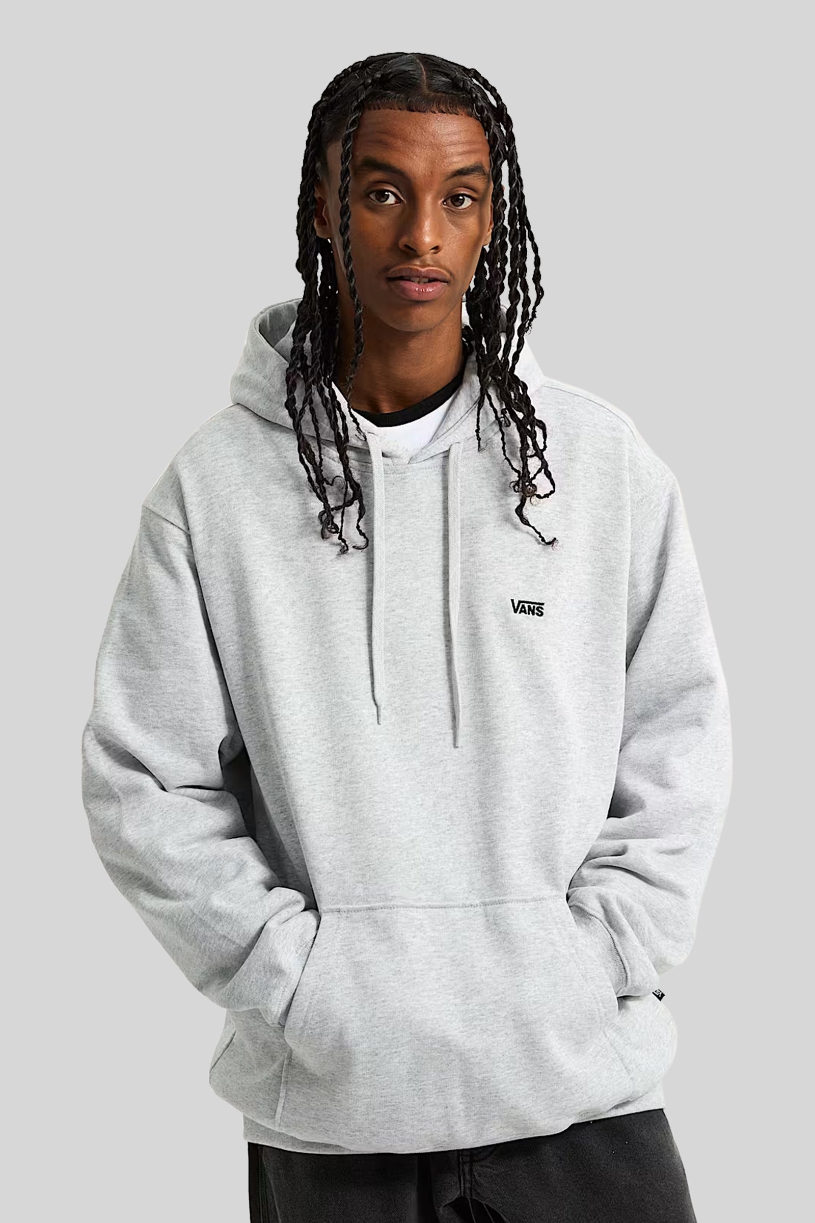 Vans "off The Wall" Felpa Cappuccio Left Chest Ii Grigio Chiaro Uomo - 1