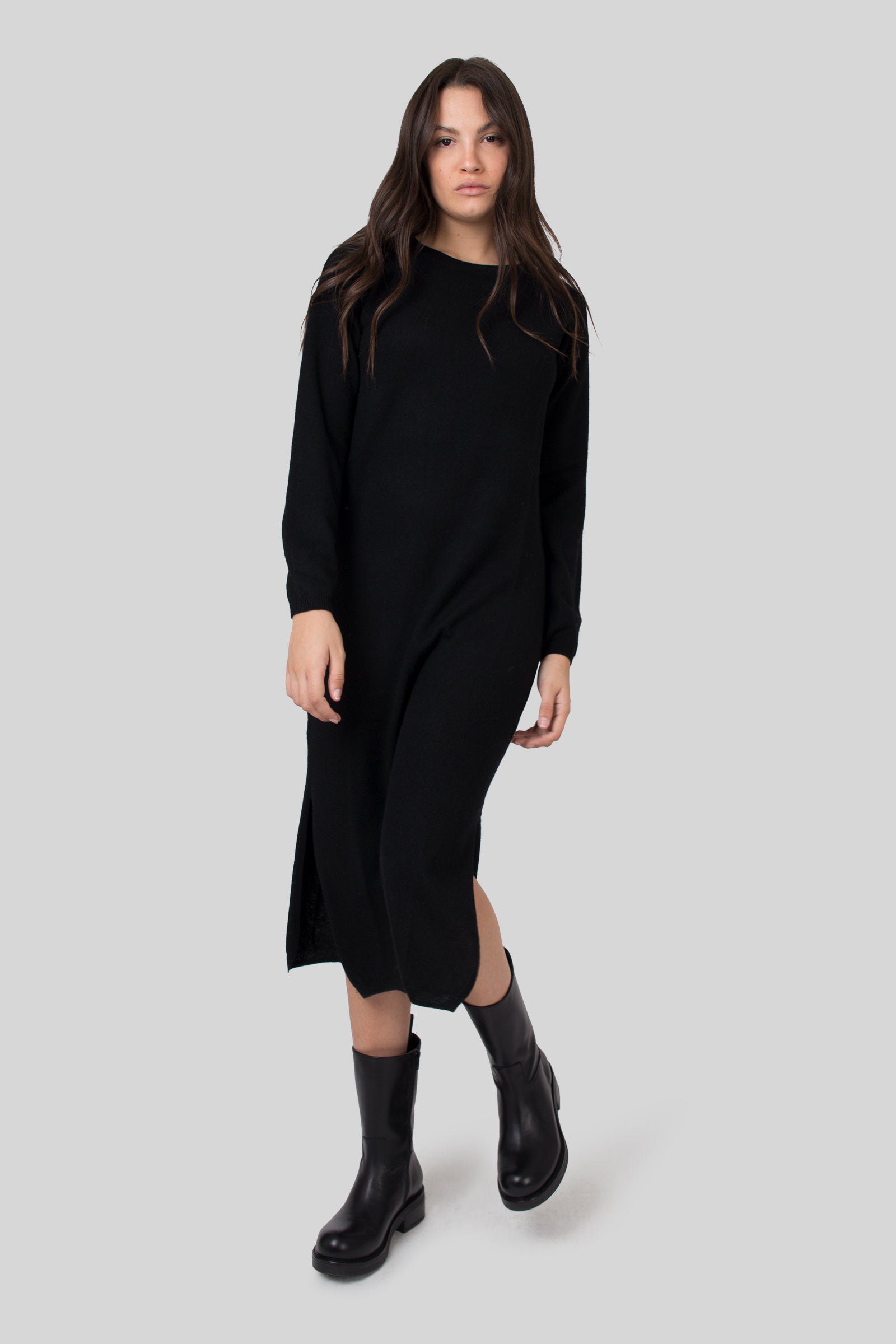 Absolut Cashmere Abito Vita Nero Donna - 1