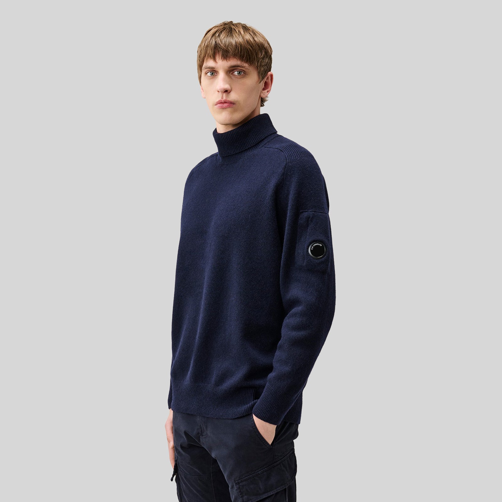 C.p. Company Maglia Lambswool Grs Turtleneck Blu Scuro Uomo - 5
