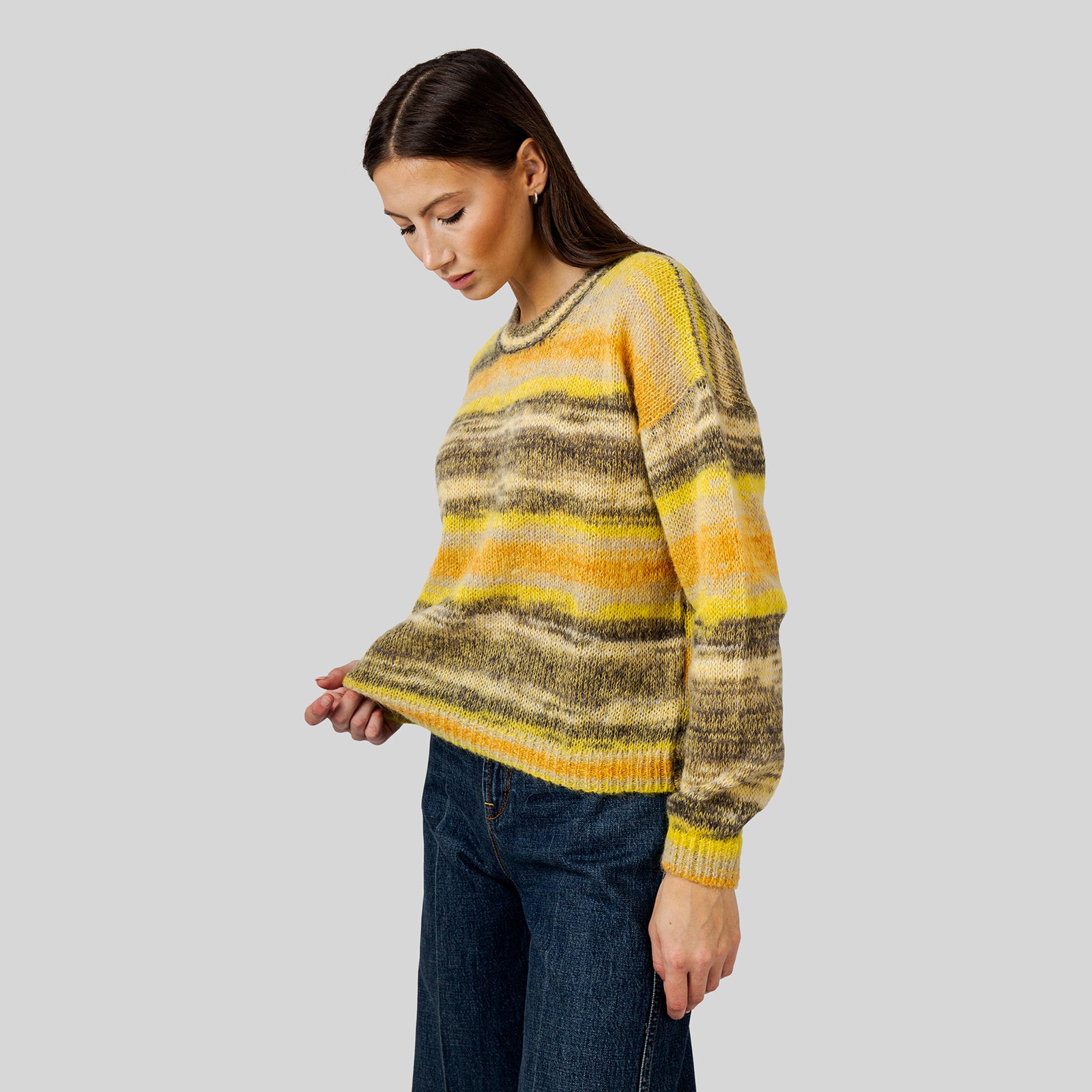 Roberto Collina Maglia Girocollo Giallo/grigio Donna - 6