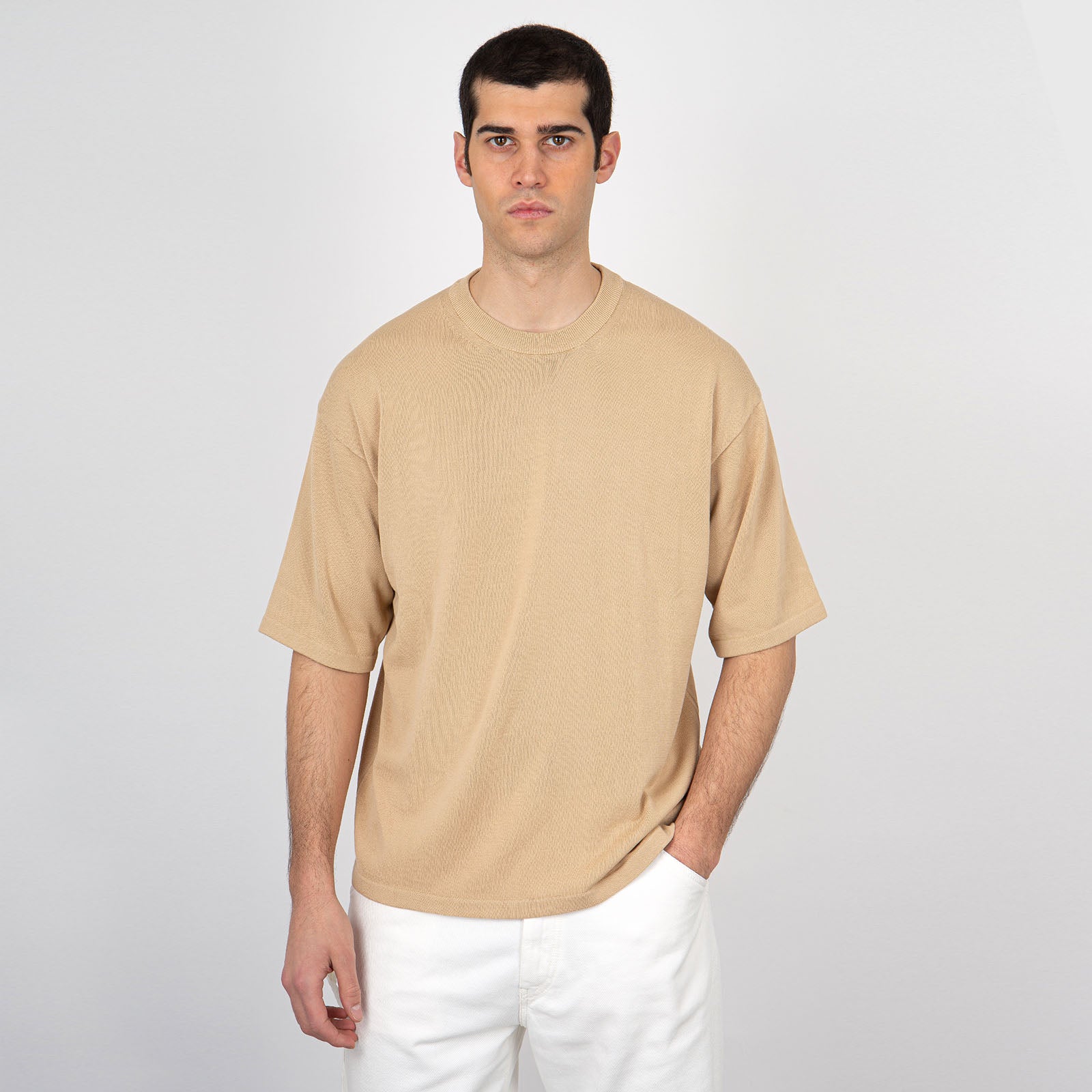 Roberto Collina Boxy Cotton Sweater Sand - 6