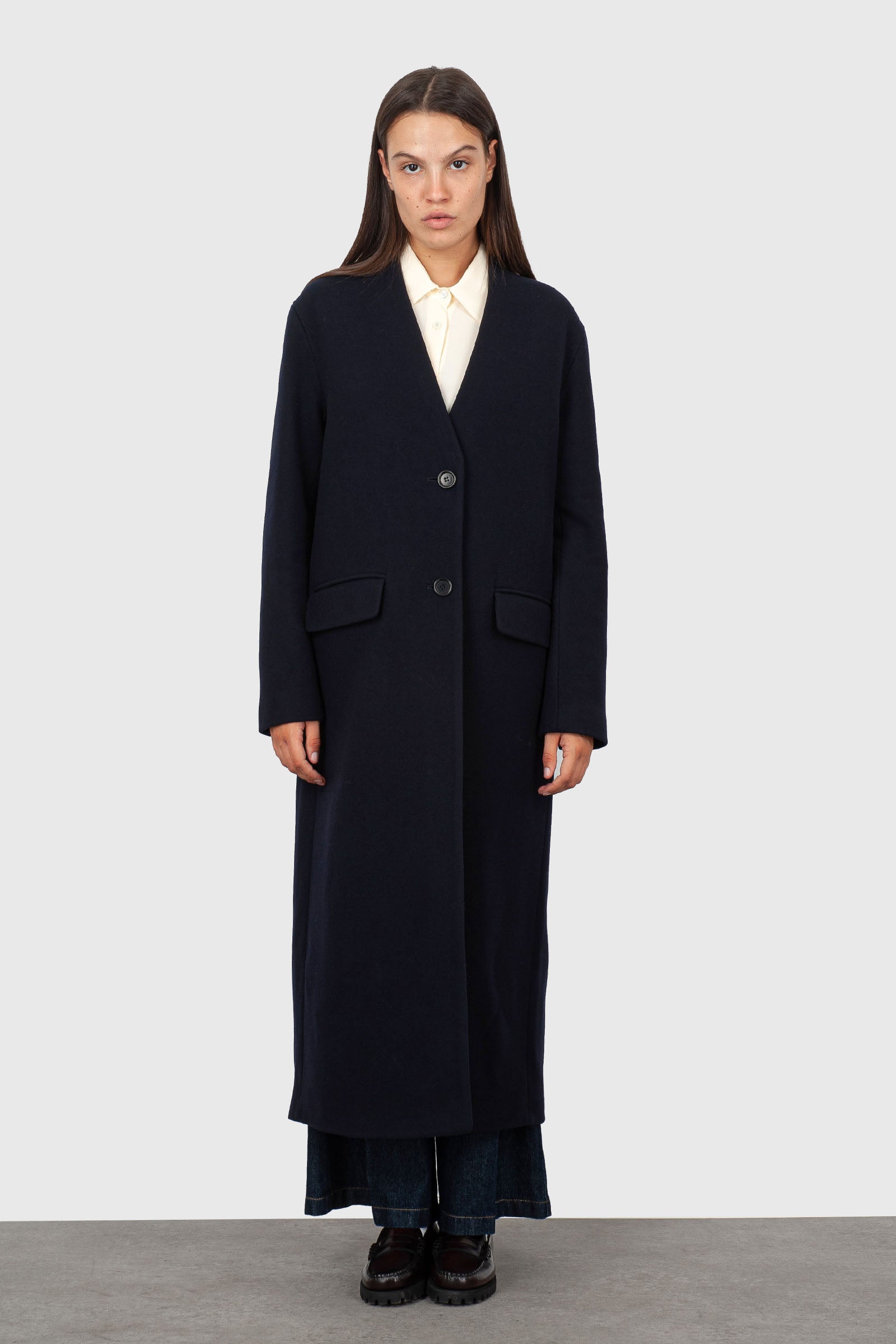 Aspesi Cappotto Lungo Lana Cashmere Blu Navy Donna - 1