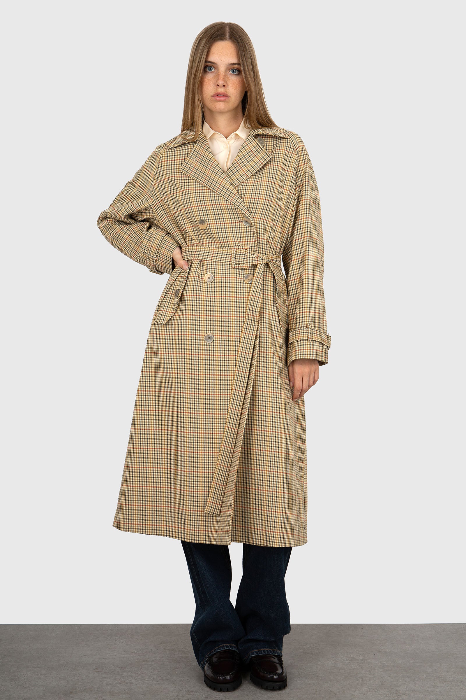 Semicouture Trench Check Beige Donna - 8