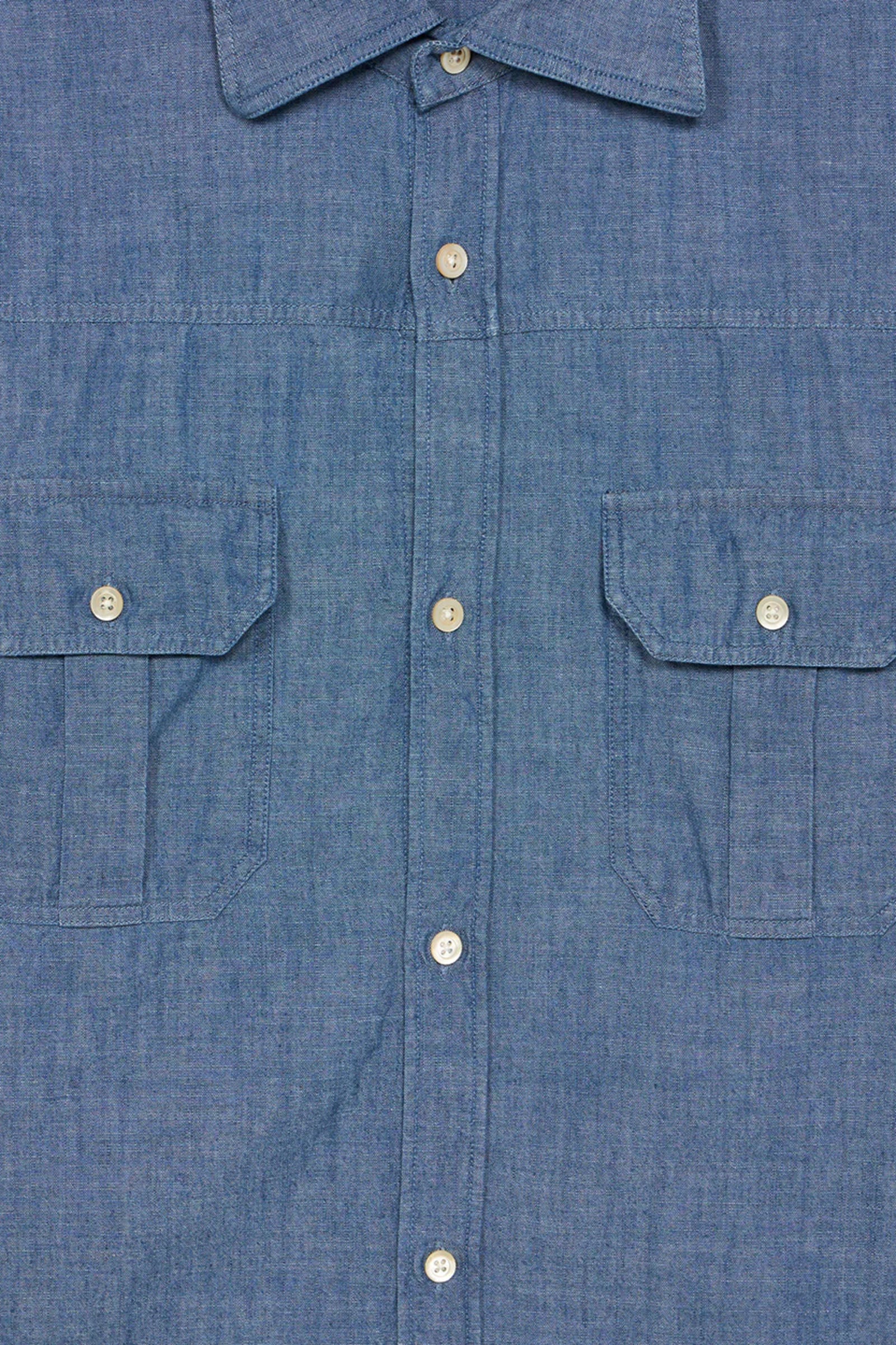 Fortela Camicia Amleto Patch Pockets Chambray Uomo - 5