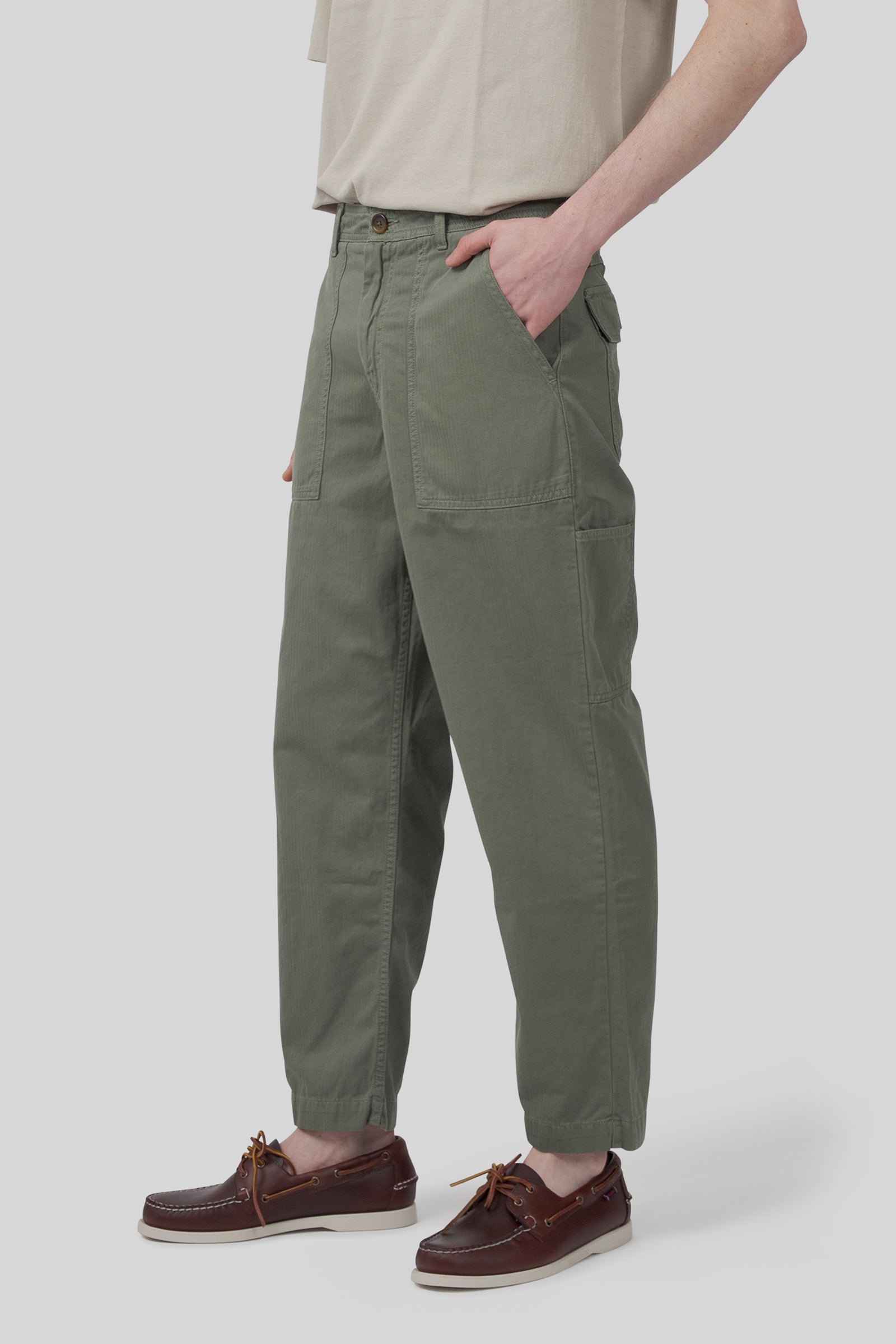 Sebago Pantalone Milton Herringbone Verde Uomo - 5