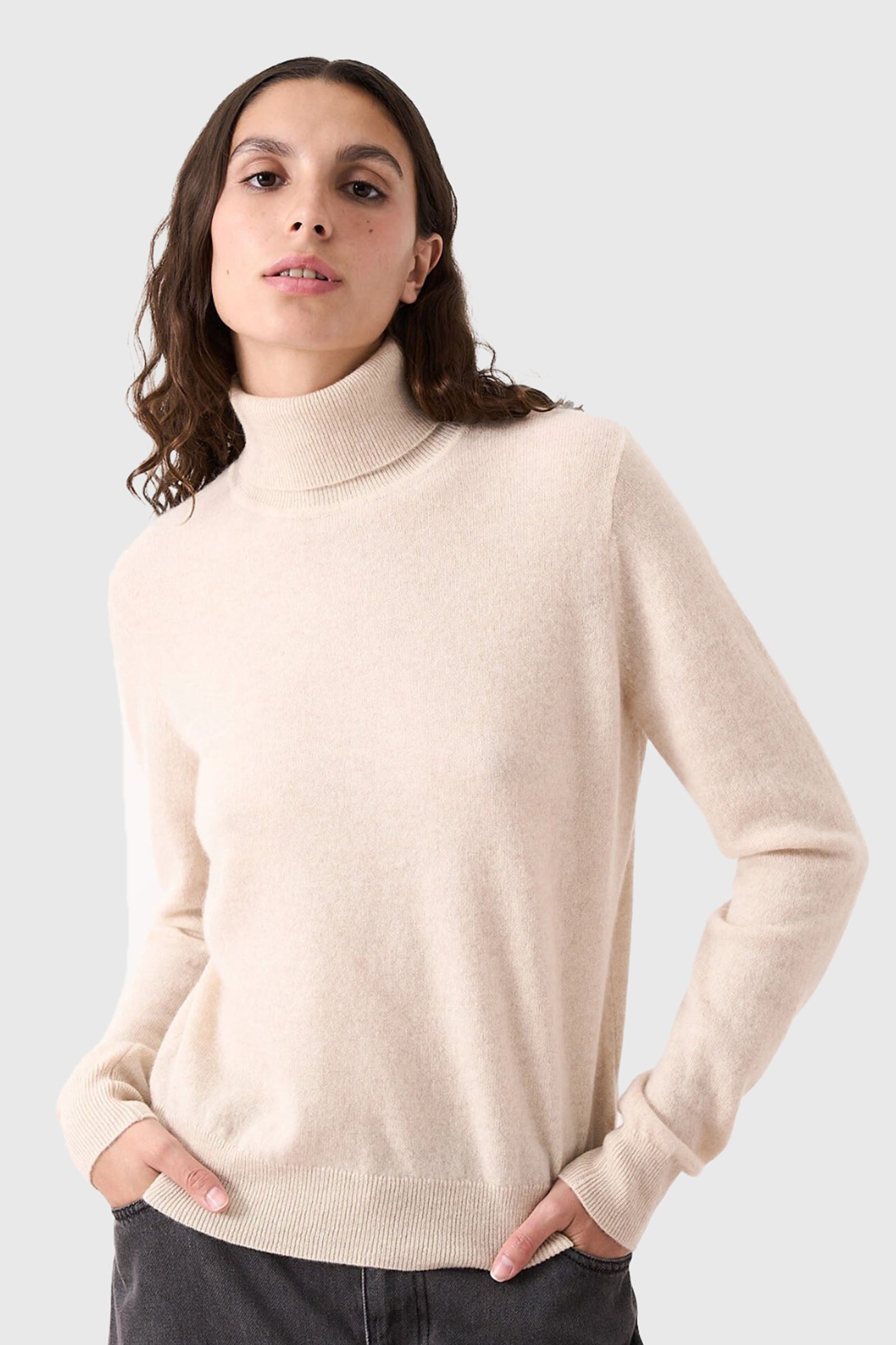 Absolut Cashmere Maglia Dolcevita Themys Beige Chiaro Donna - 1