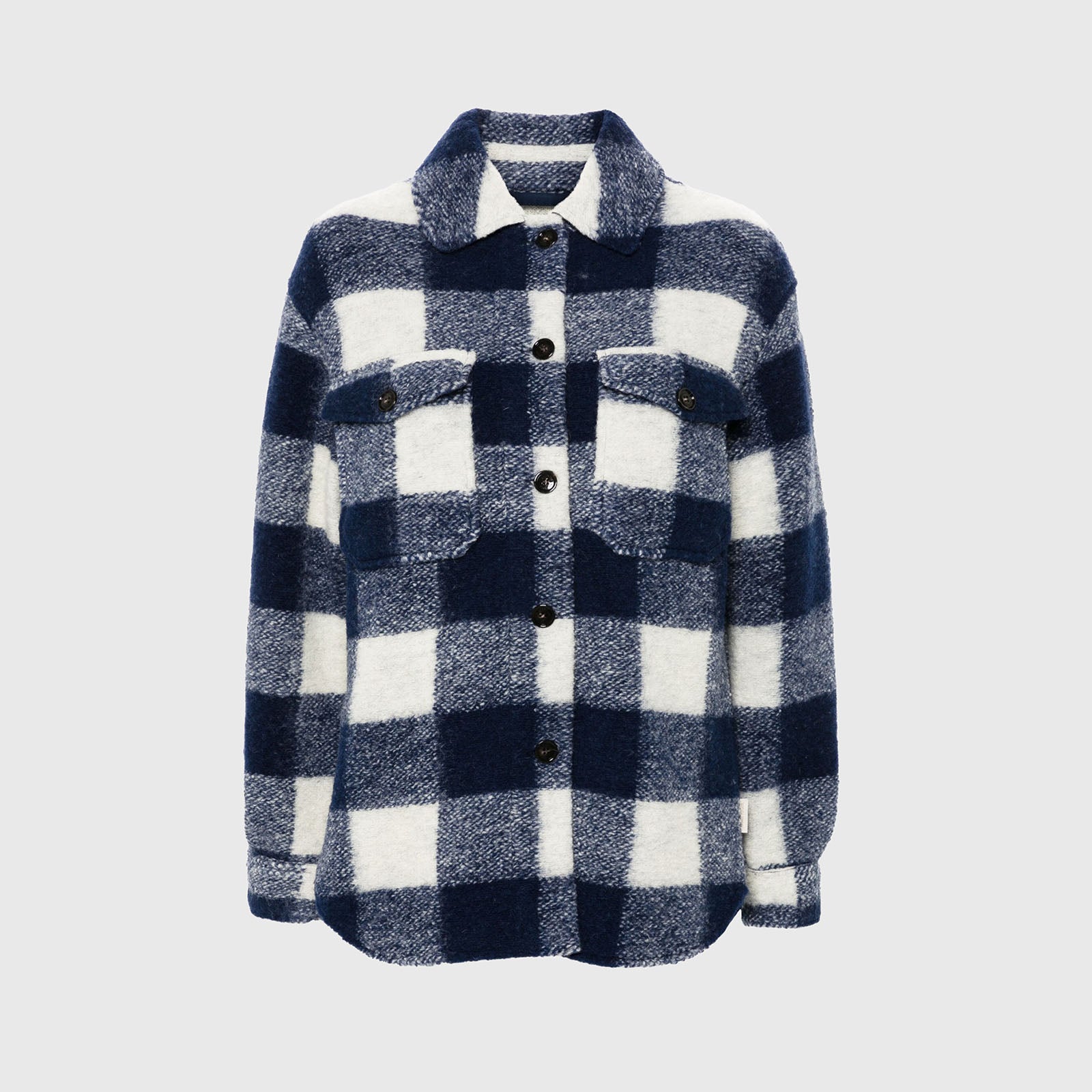 Woolrich Overshirt Gentry Check In Misto Lana Bianco/blu Donna - 5