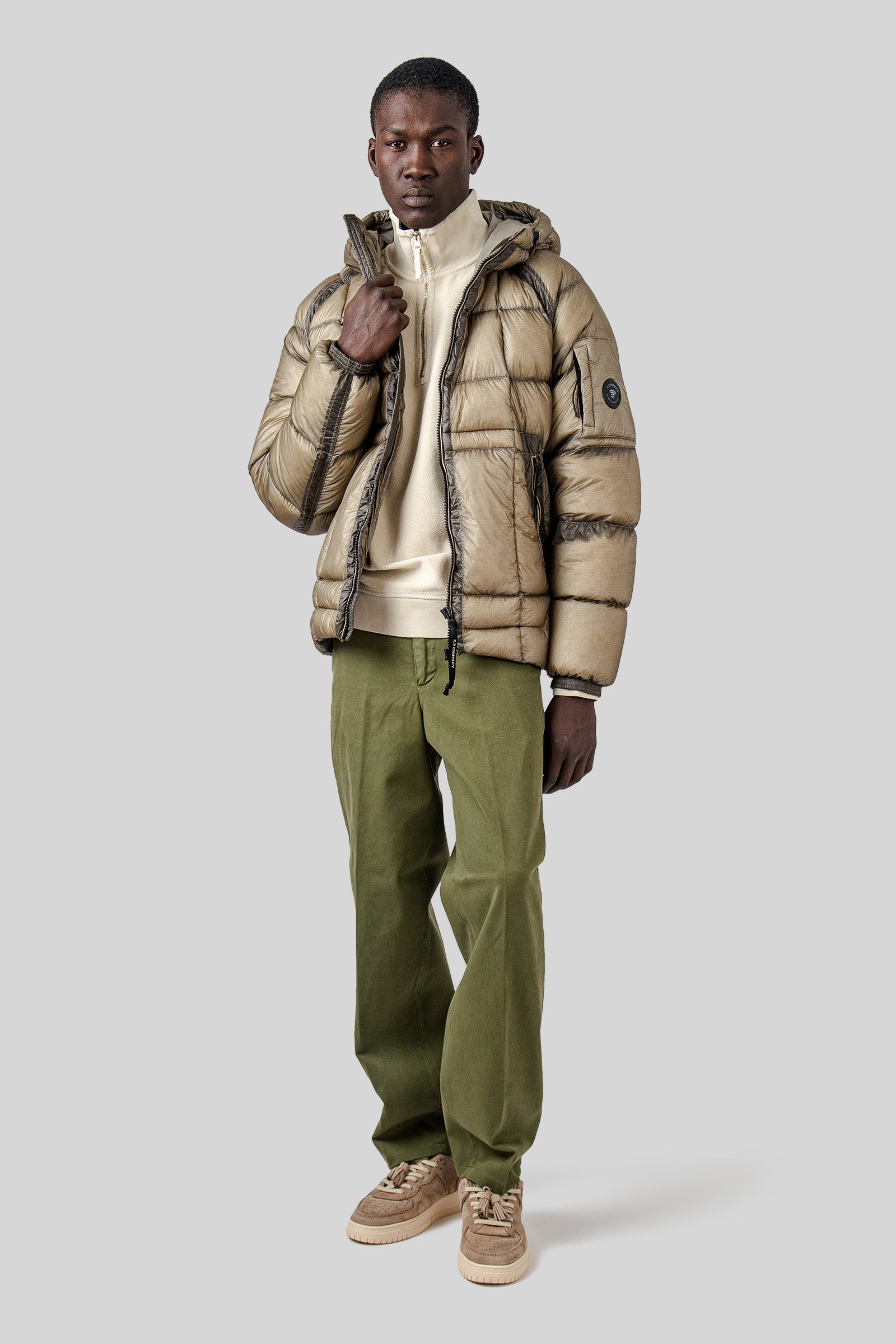 C.p. Company Diagonal Fleece Polo Collar Sweatsirt Panna Uomo - 7