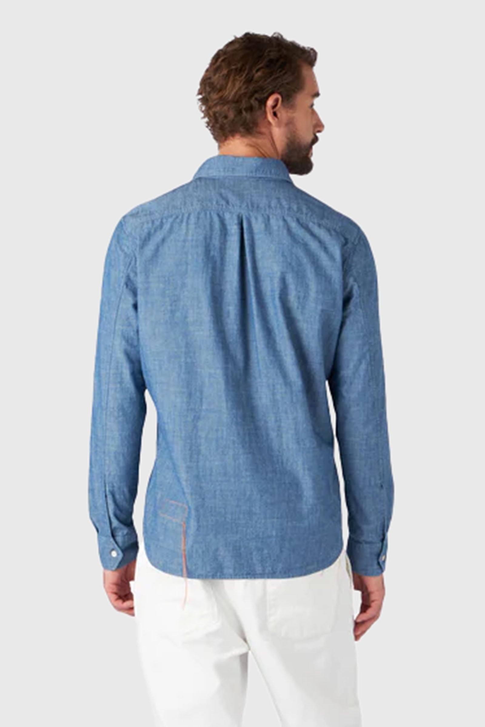 Fortela Camicia Amleto Patch Pockets Chambray Uomo - 2