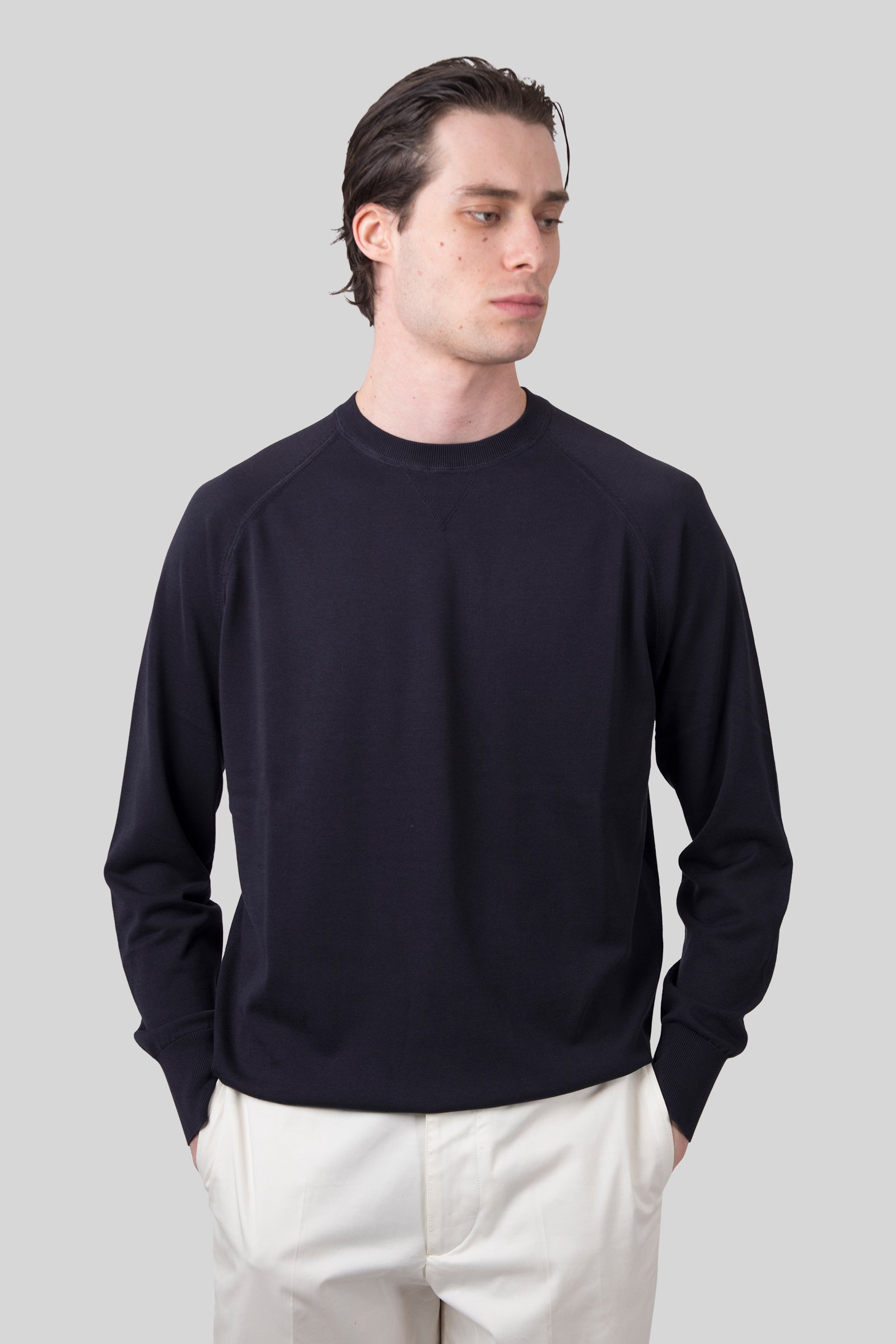 Aspesi Maglia Girocollo In Cotone Blu Navy Donna - 1