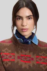 Woolrich Maglia Girocollo Fair Isle Marrone Donna woolrich