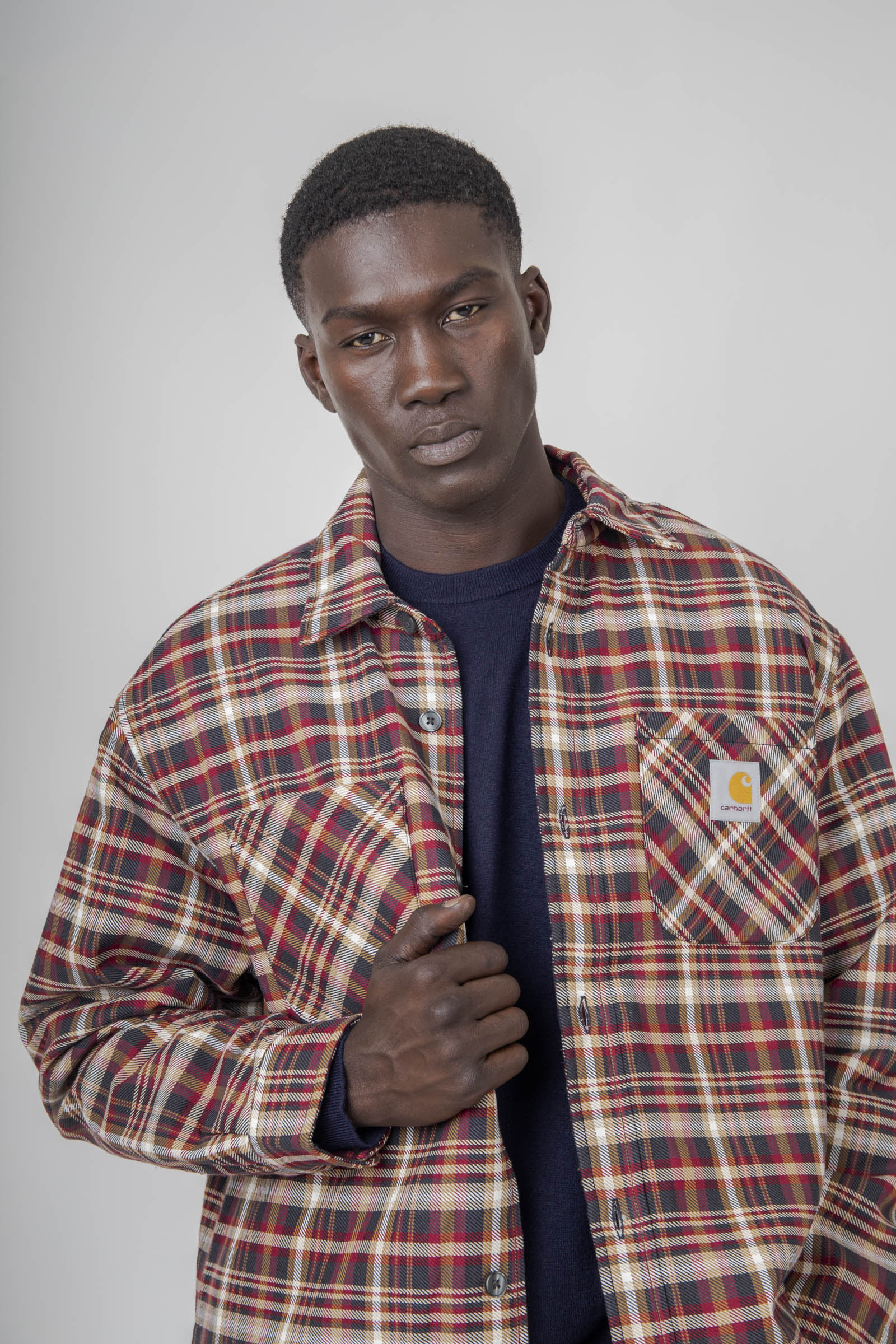 Carhartt Wip Cronyn Shirt Jac Check Beige/bordeaux Uomo - 5