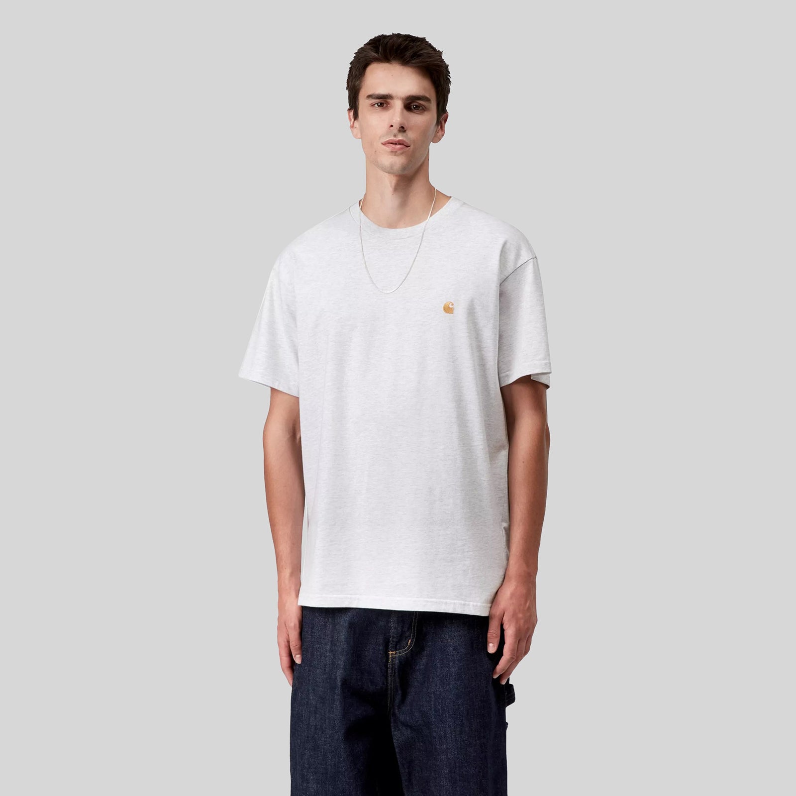 Carhartt Wip T-shirt S/s Chase Grigio Chiaro Uomo - 4