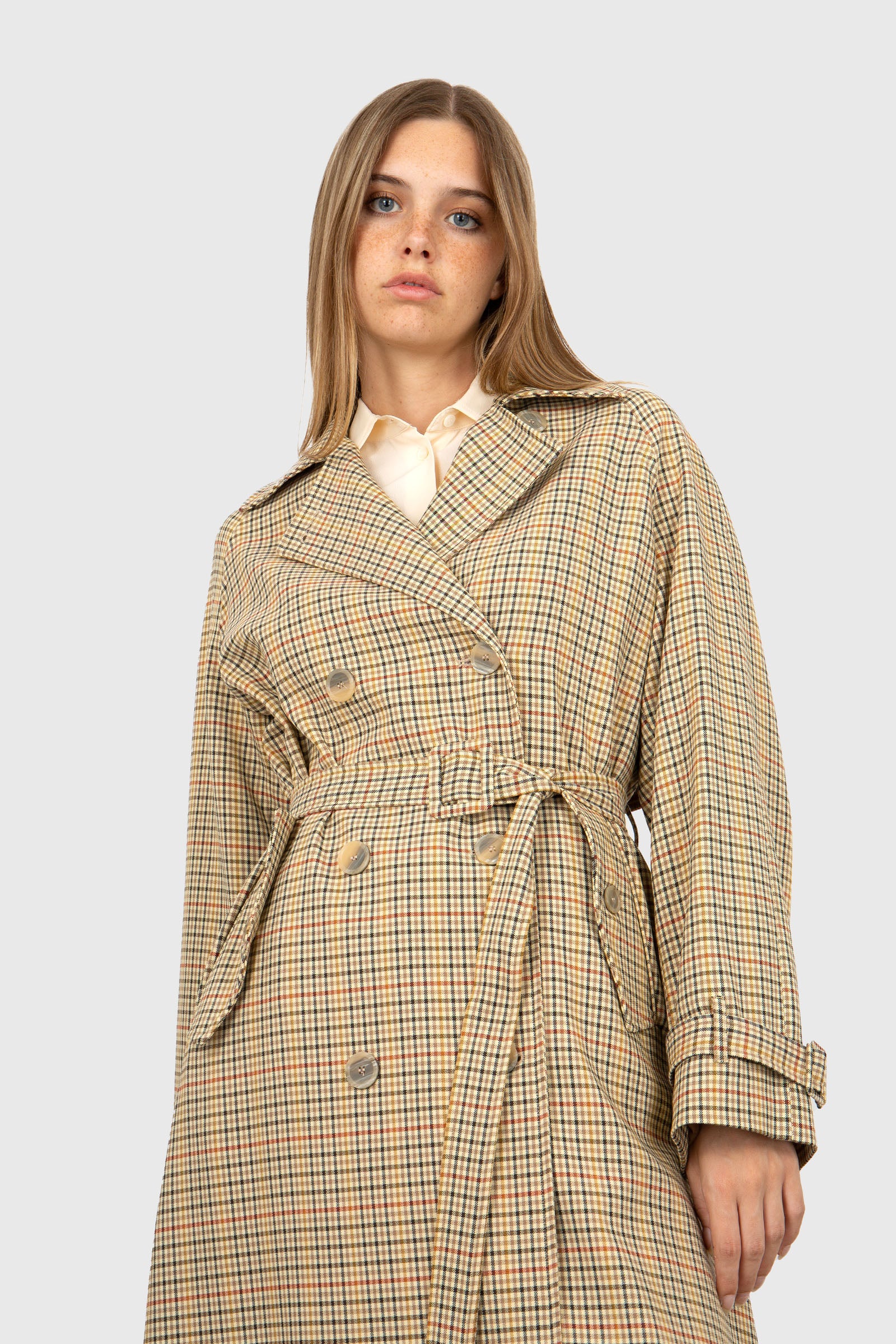 Semicouture Trench Check Beige Donna - 1