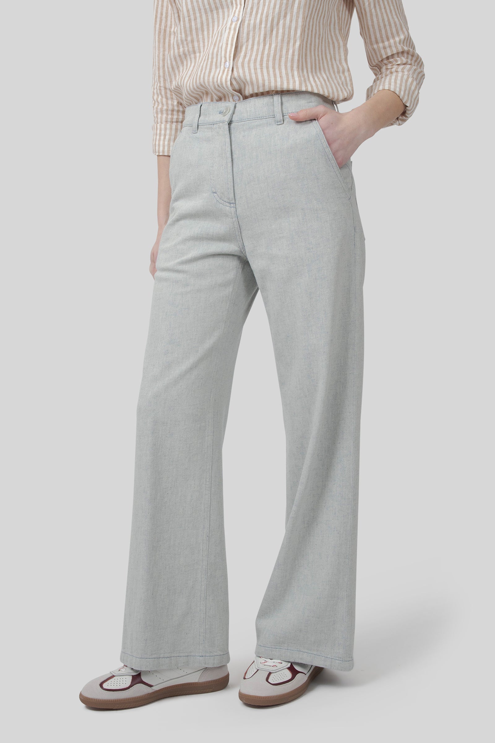 Aspesi Jeans Palazzo Grigio Chiaro Donna - 8