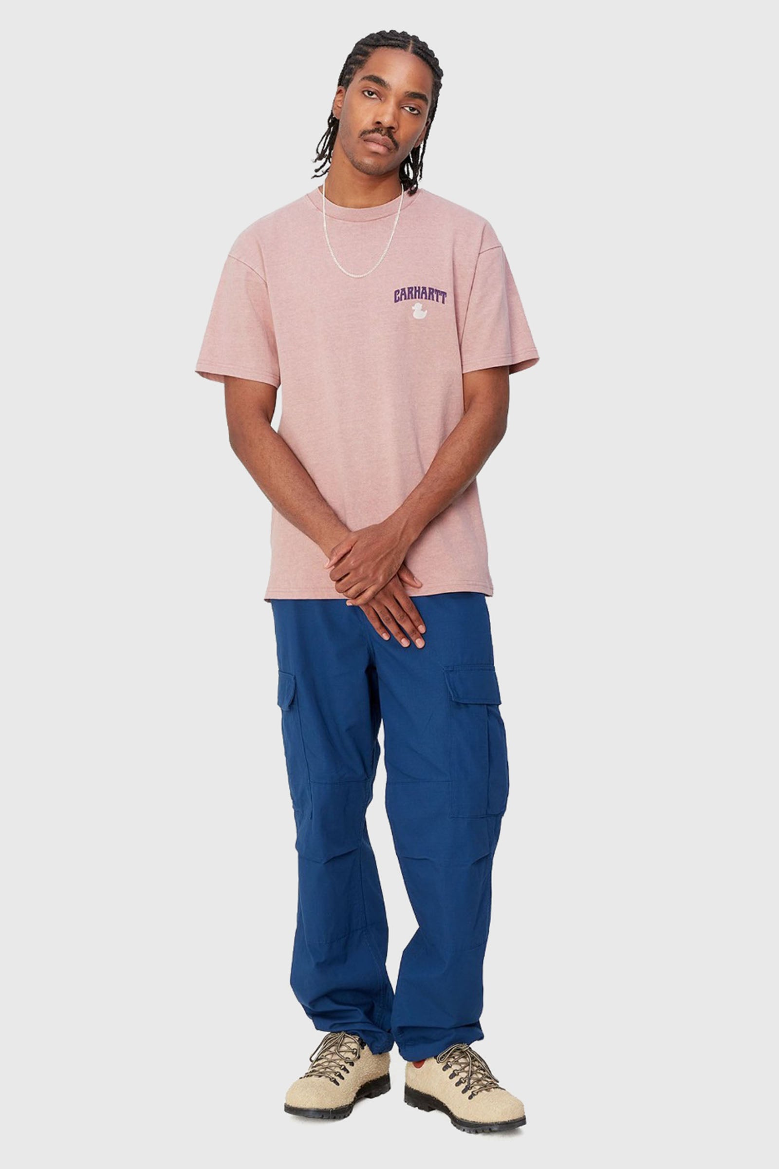 Carhartt Wip T-shirt Short Sleeve Duckin' Rosa Antico Uomo - 3