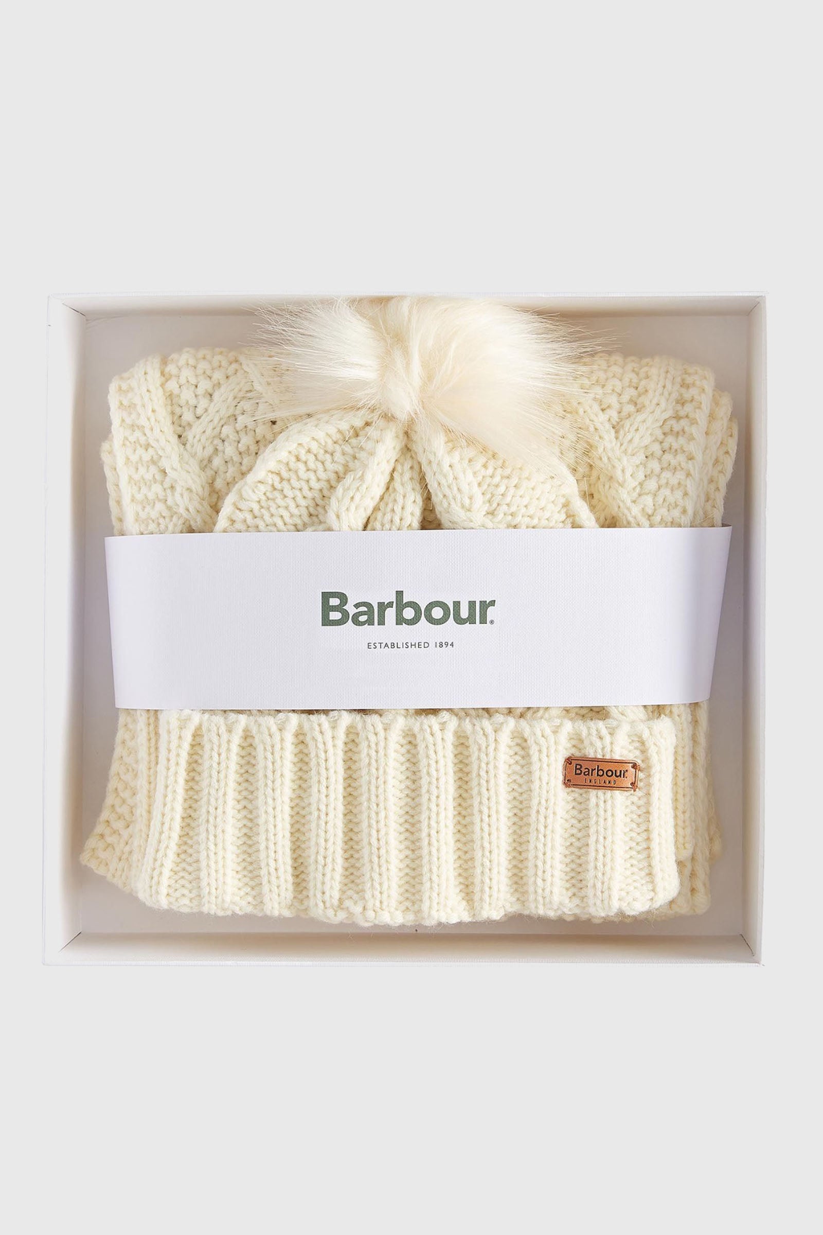 Barbour Ridley Beanie & Scarf Gift Set Crema Donna - 1