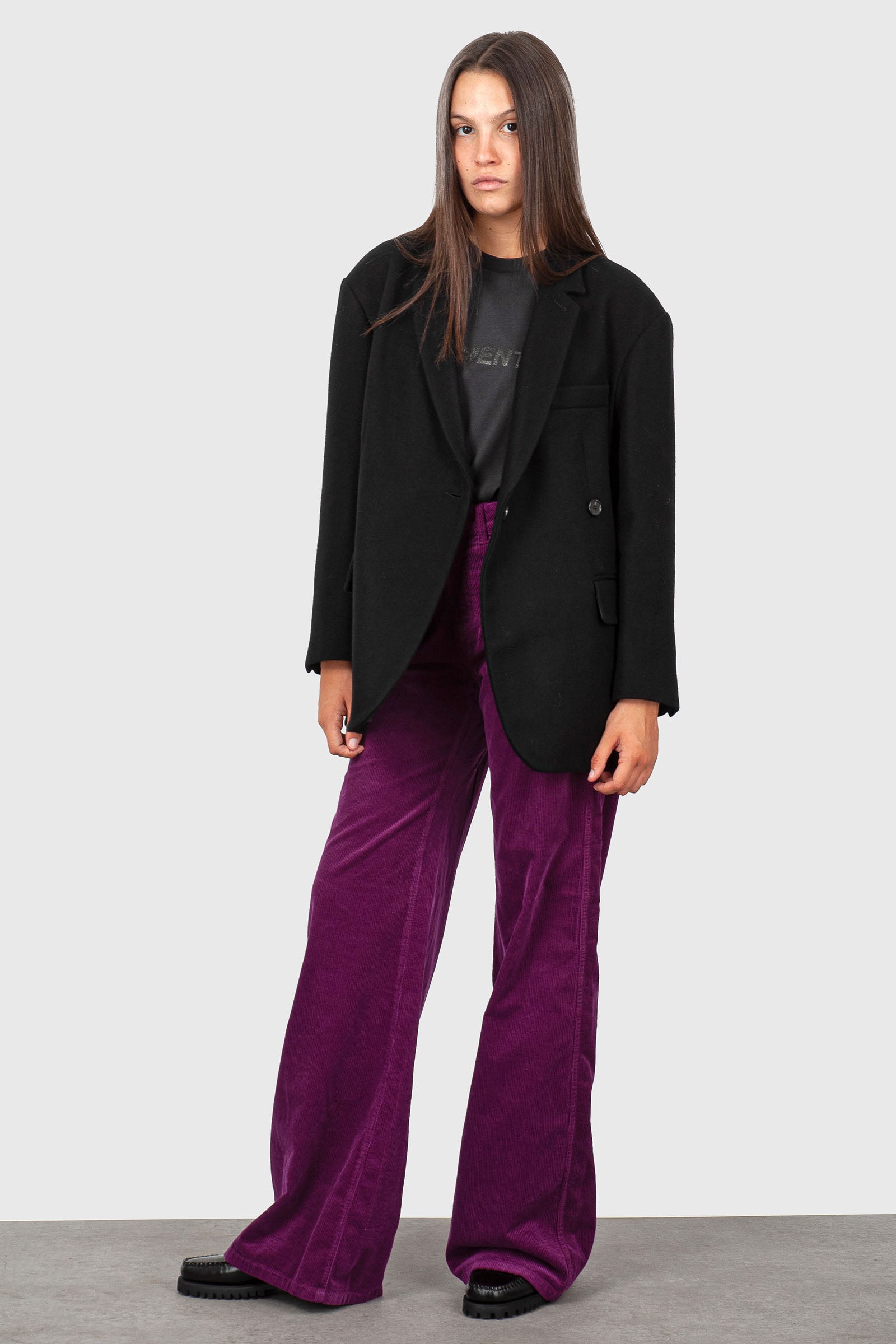 Department Five Pantalone Palazzo Thames In Velluto Viola Donna - 3