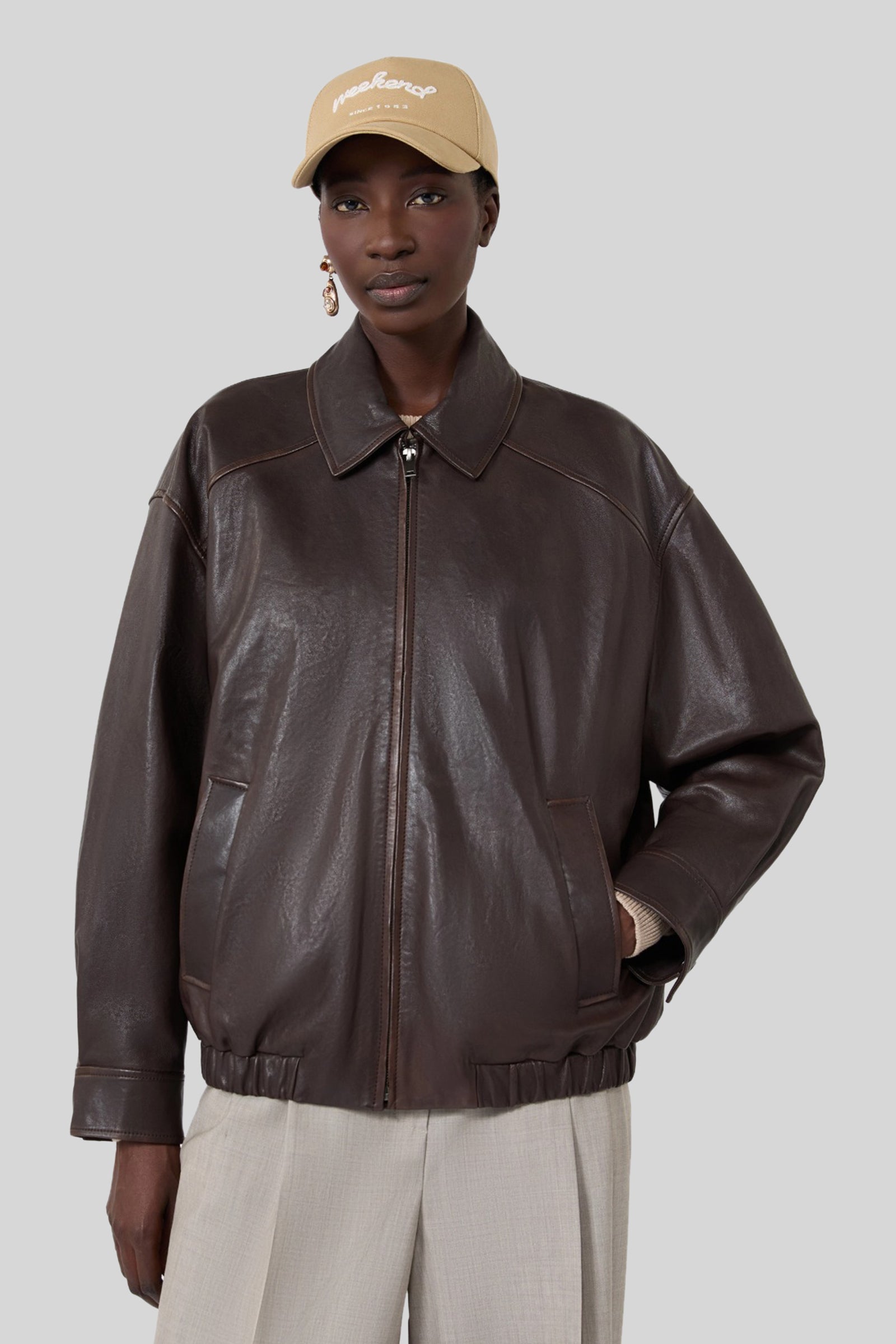 Max Mara Weekend Bomber In Nappa Cose Testa Di Moro Donna - 1
