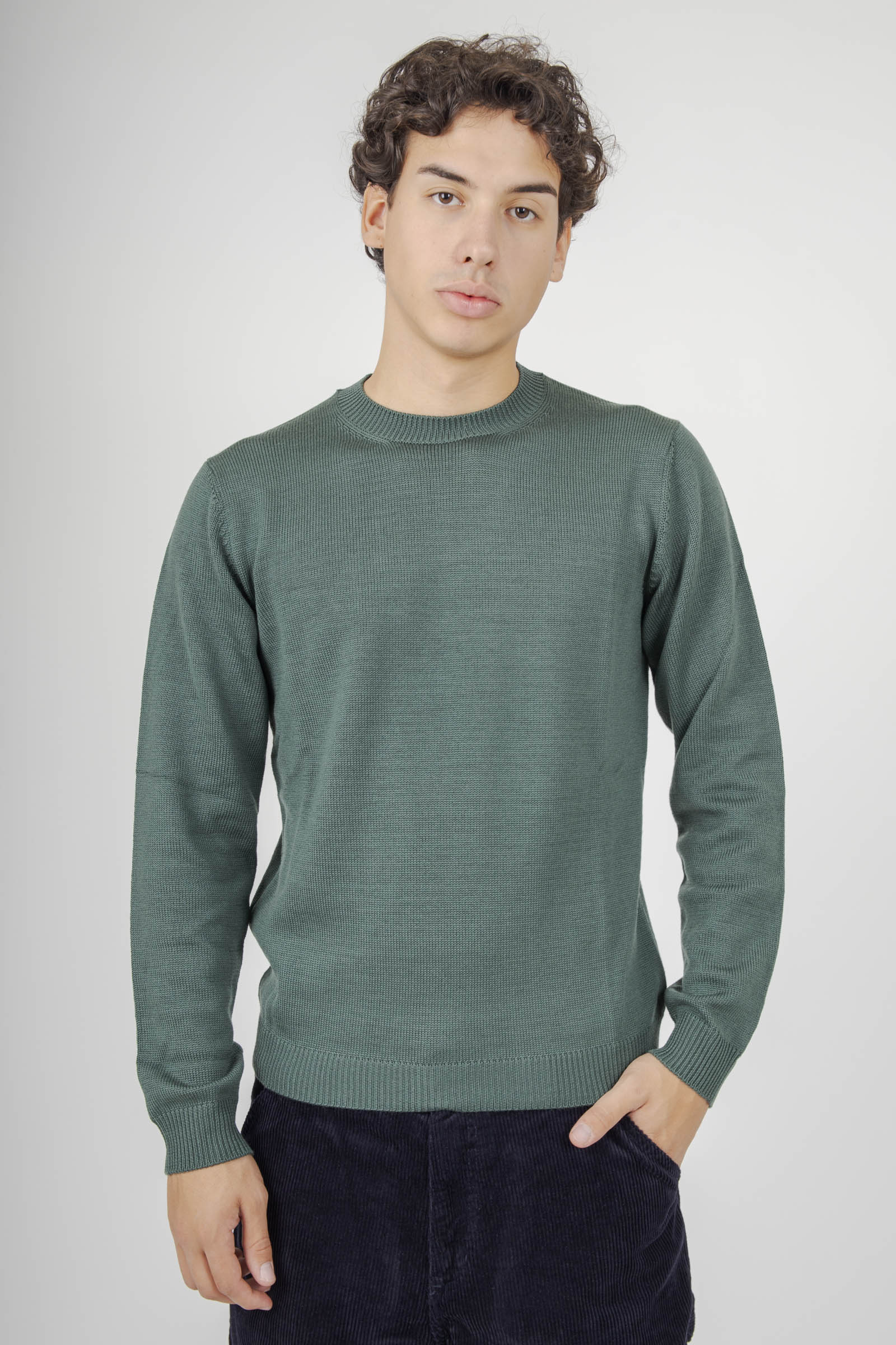 Roberto Collina Maglia Girocollo Verde Uomo - 3