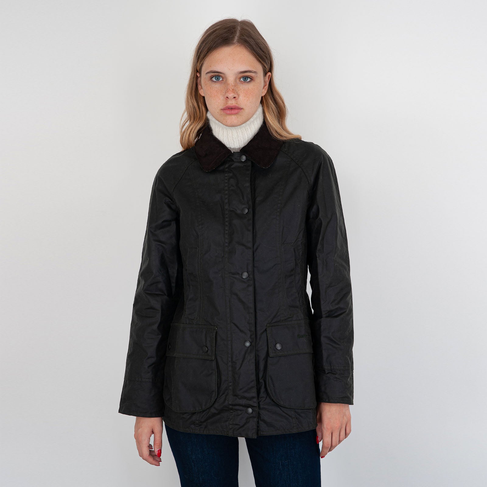 Barbour Giubbotto Beadnell Wax Sage Verde Scuro Donna - 8