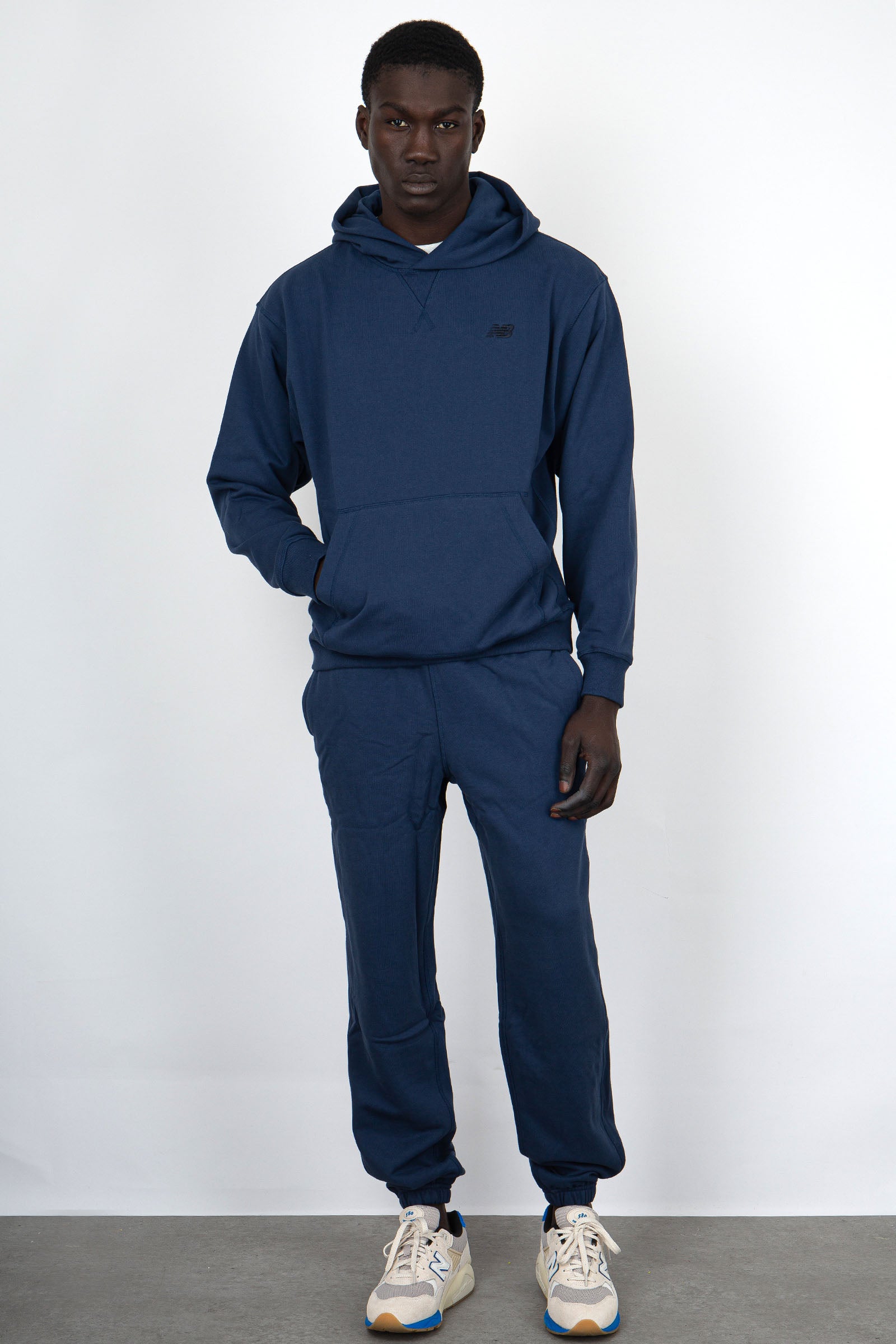 New Balance Sweatshirt Athletics French Terry Hoodie Cotton Navy Blue - 5