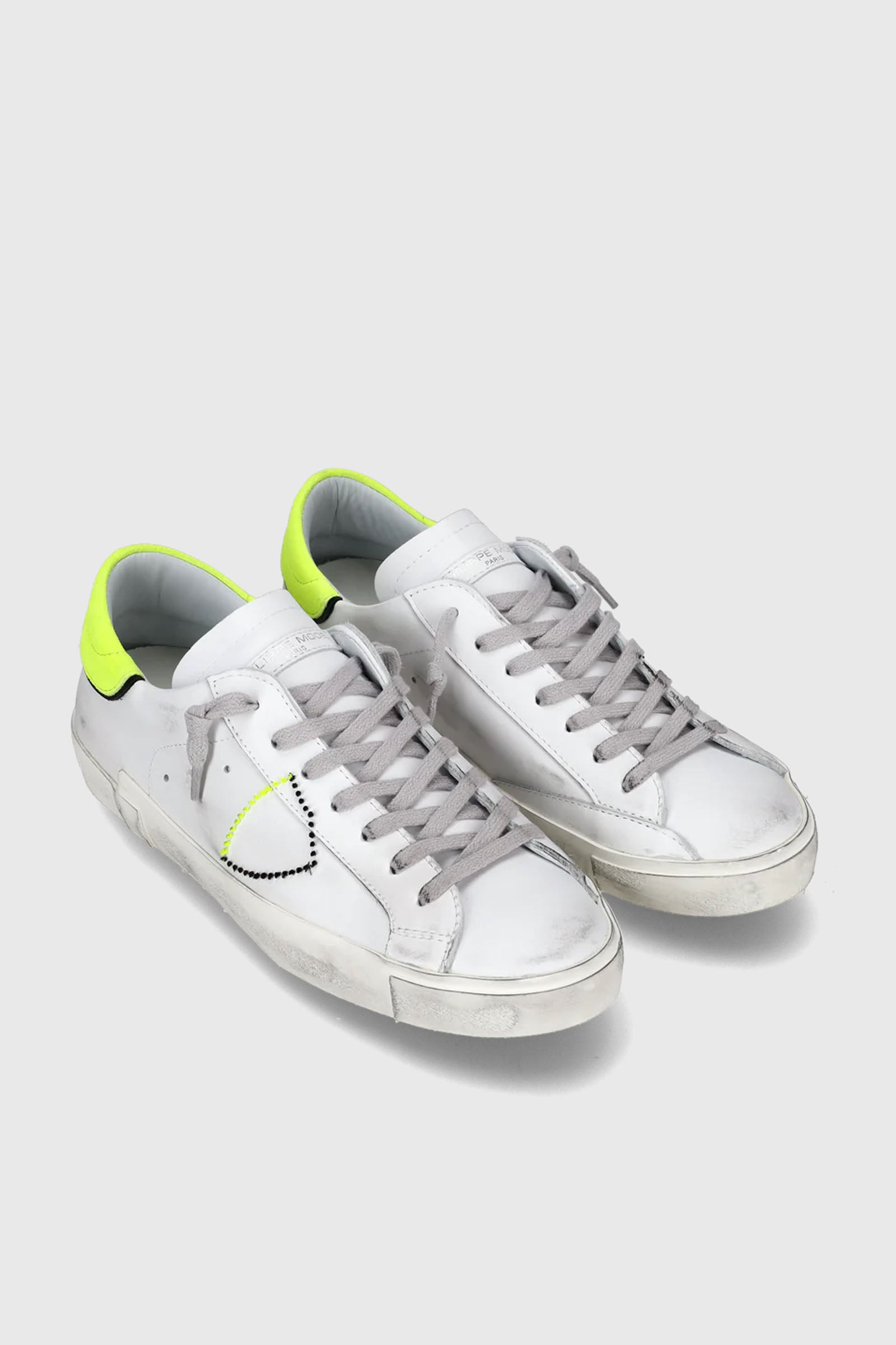 Philippe Model Sneakers PRSX Veau Broderie Leather White/Yellow Fluo - 2