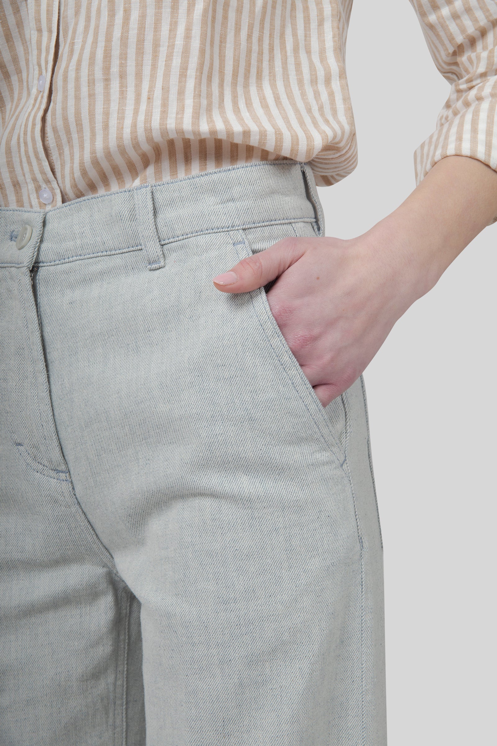 Aspesi Jeans Palazzo Grigio Chiaro Donna - 2