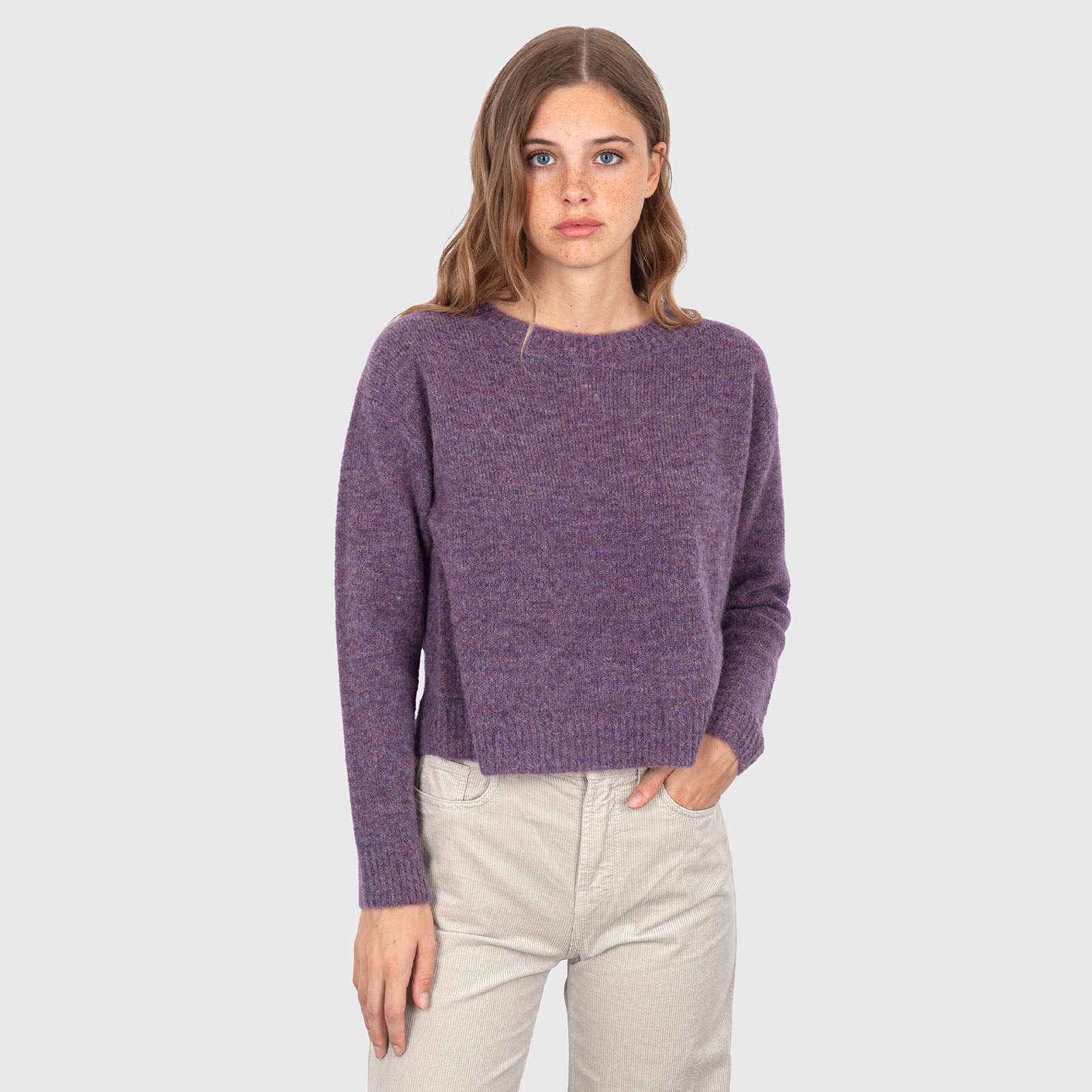 Grifoni Maglia Girocollo Crop Viola Donna - 6