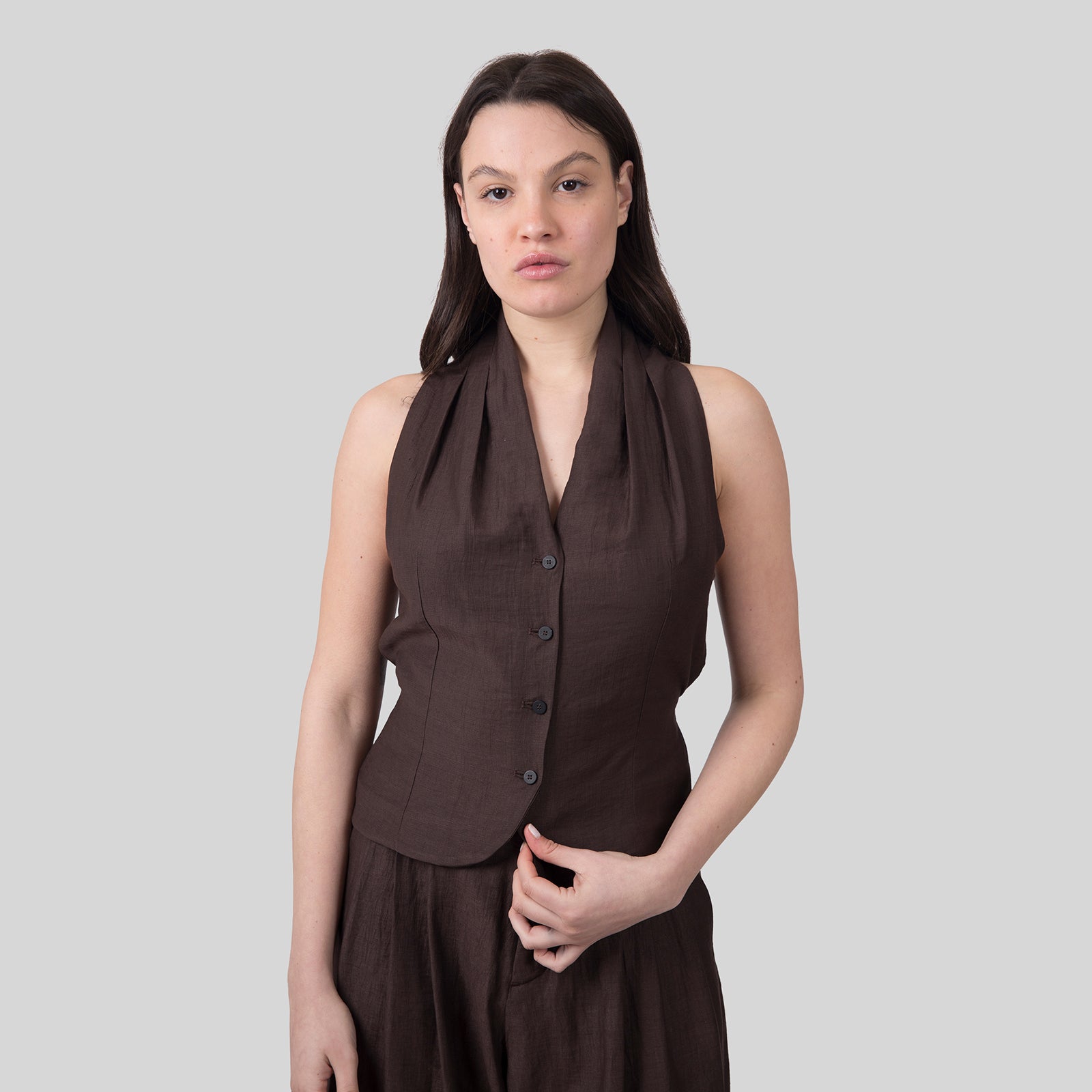 Tela Top Cedro Marrone Donna - 7