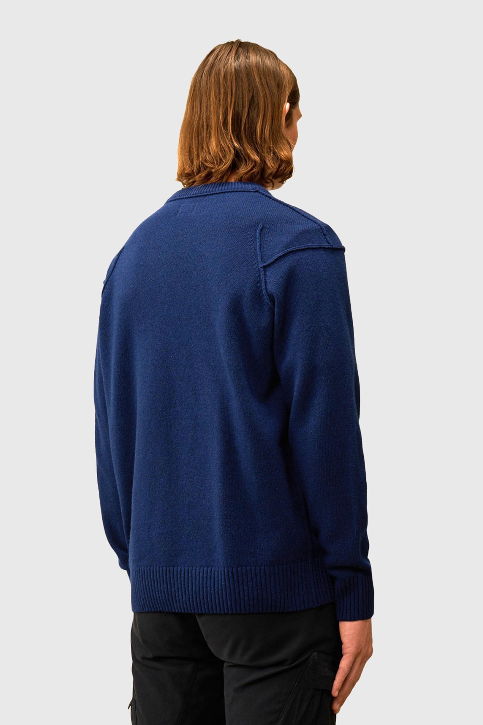 C.p. Company Maglia Lambswool Grs Crew Neck Blu Uomo - 3