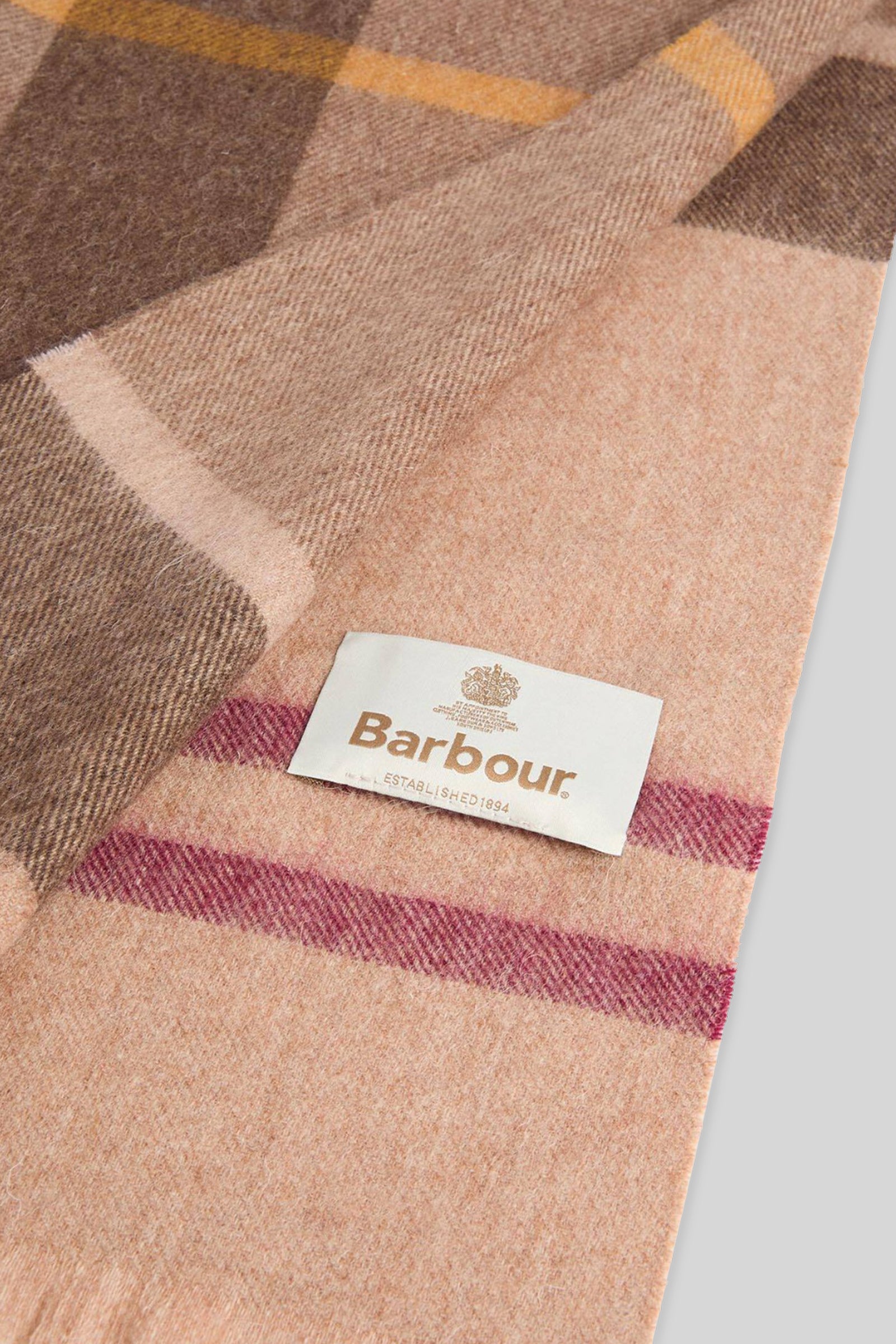 Barbour Sciarpa Rosefiled Tartan Cammello Unisex - 2