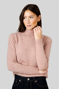 Roberto Collina Maglia Dolcevita Lana E Seta Rosa Antico Donna roberto collina