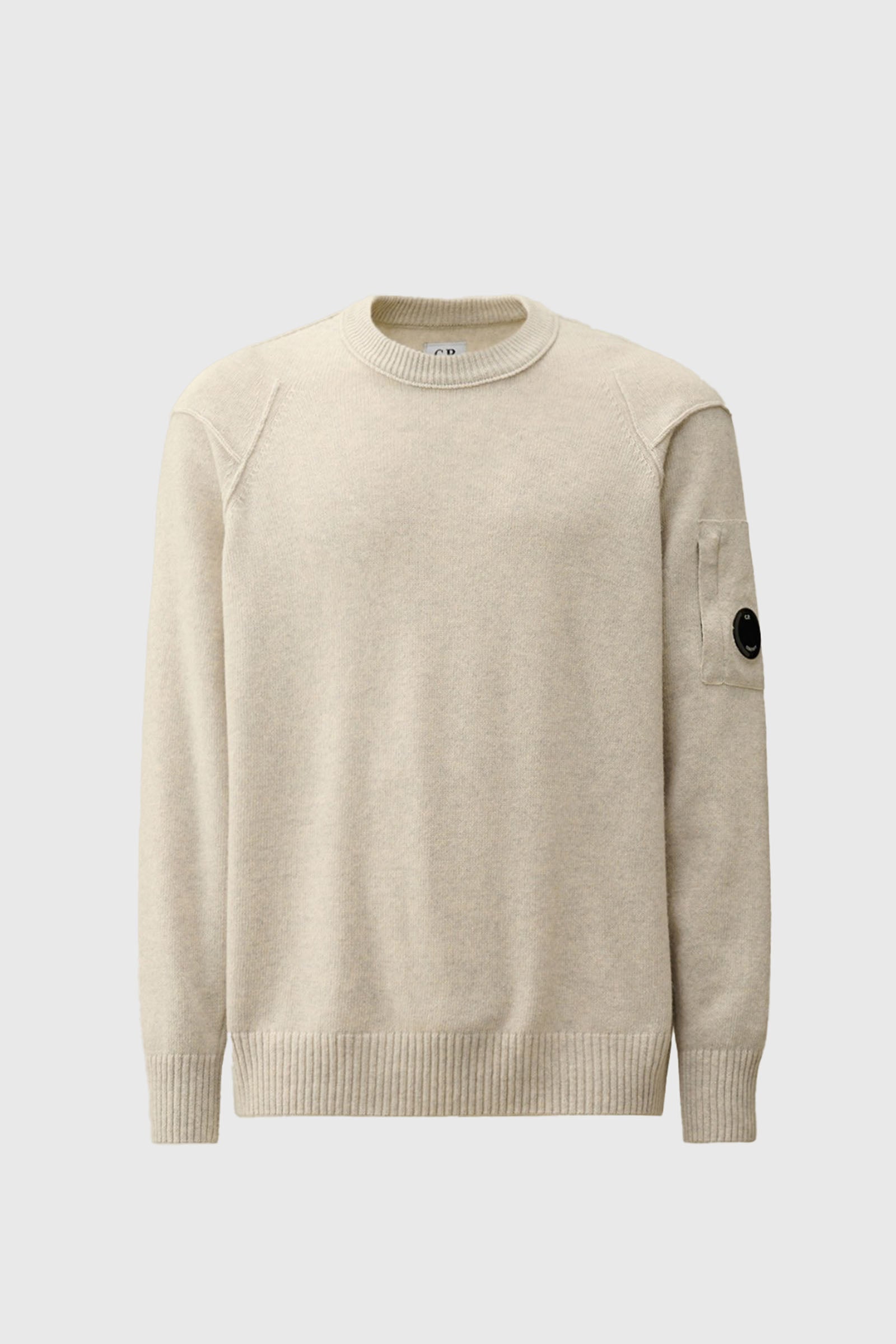 C.p. Company Maglia Lambswool Grs Crew Neck Bianco Off Uomo - 6