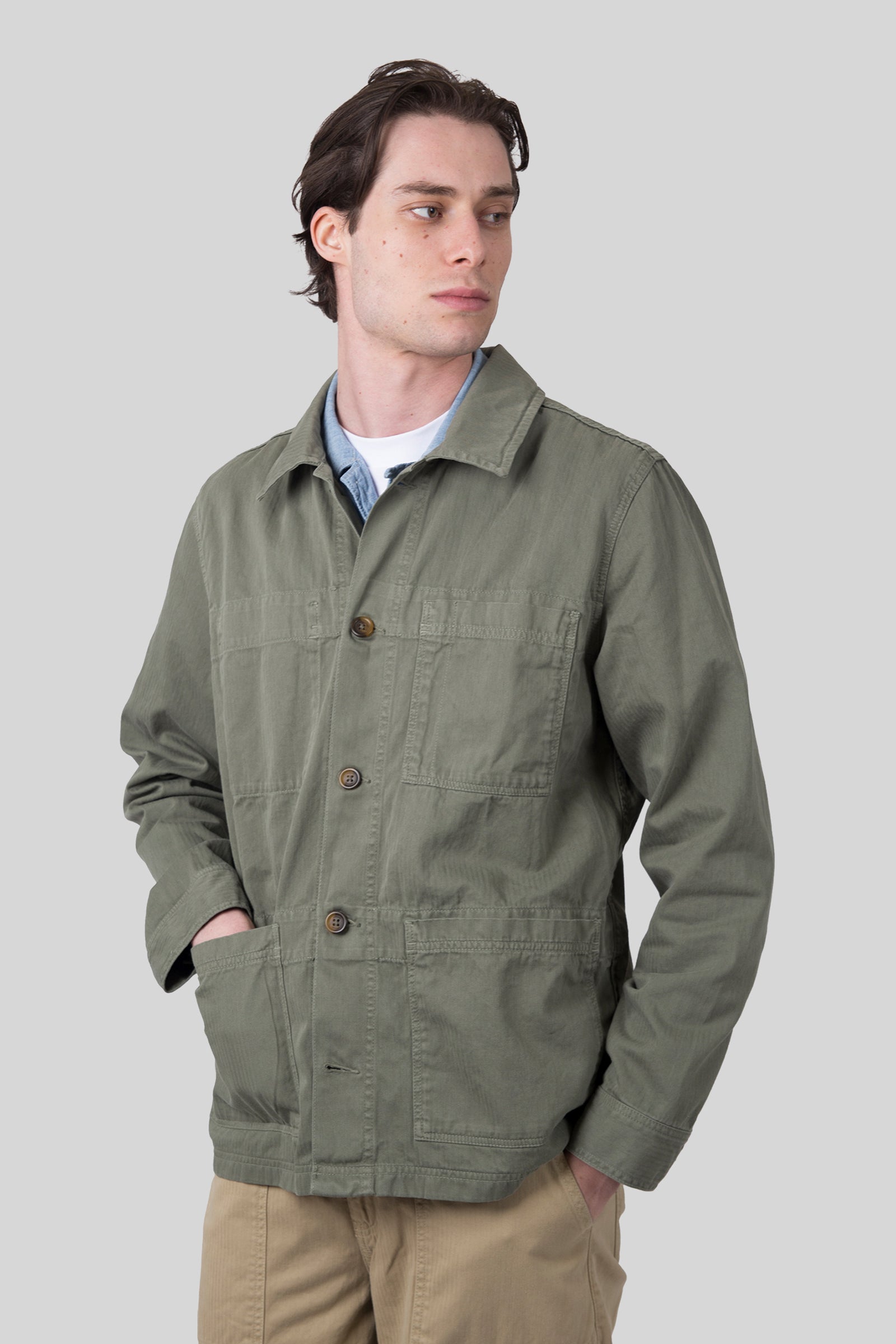 Sebago Overshirt Dorr Herringbone Beige Uomo - 3