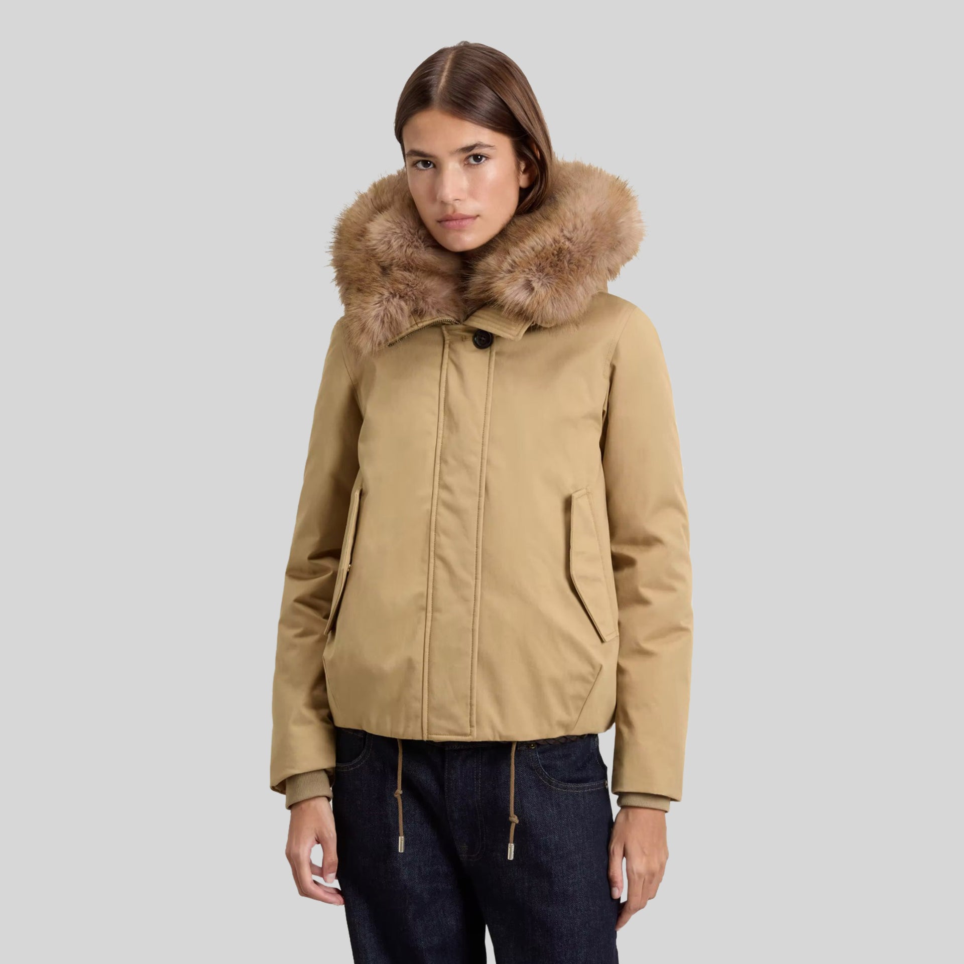 Best Cotton Con Faux Fur Short Parka - 9